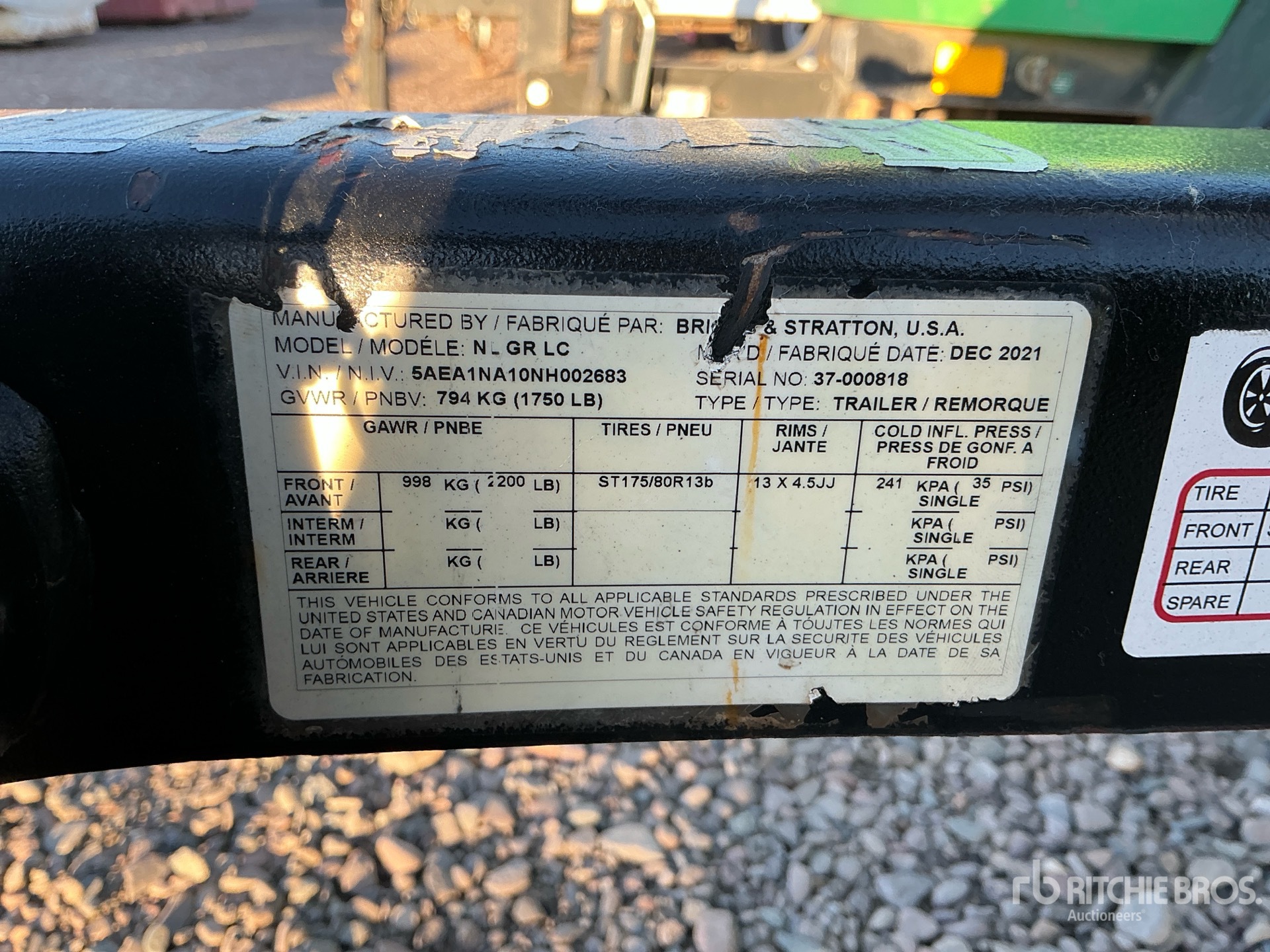 General Appearance with Serial Number / VIN