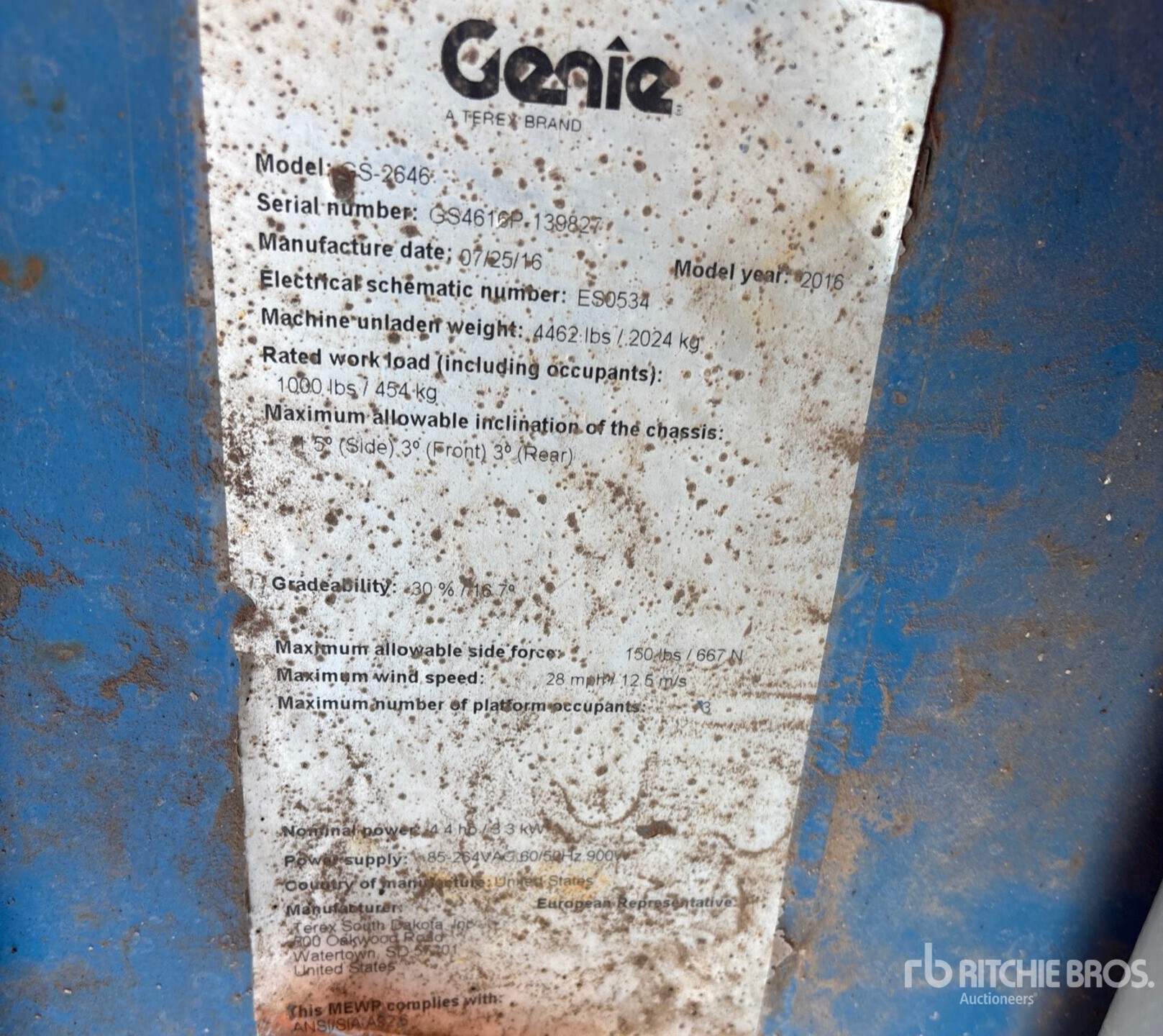 General Appearance with Serial Number / VIN