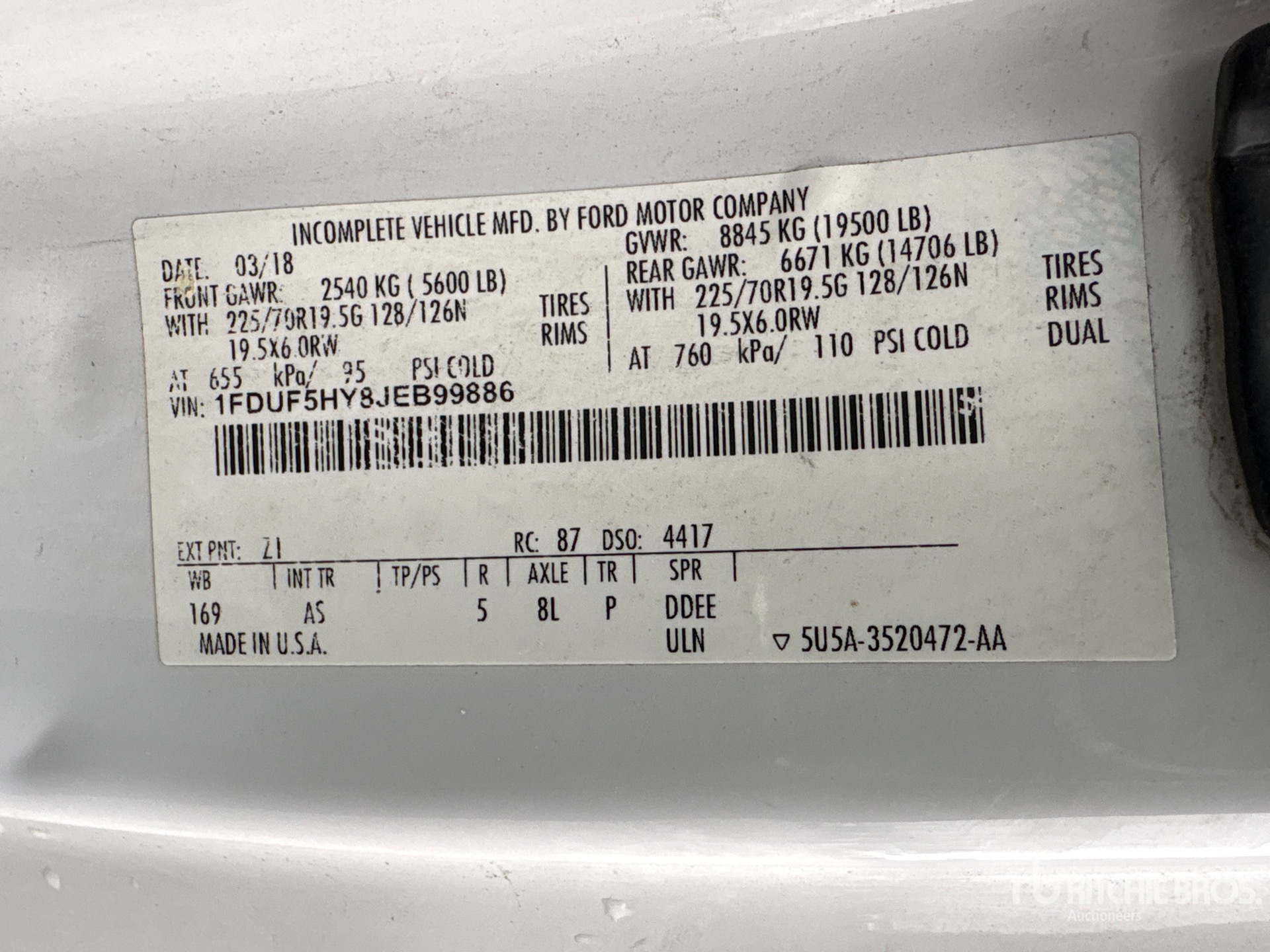 General Appearance with Serial Number / VIN