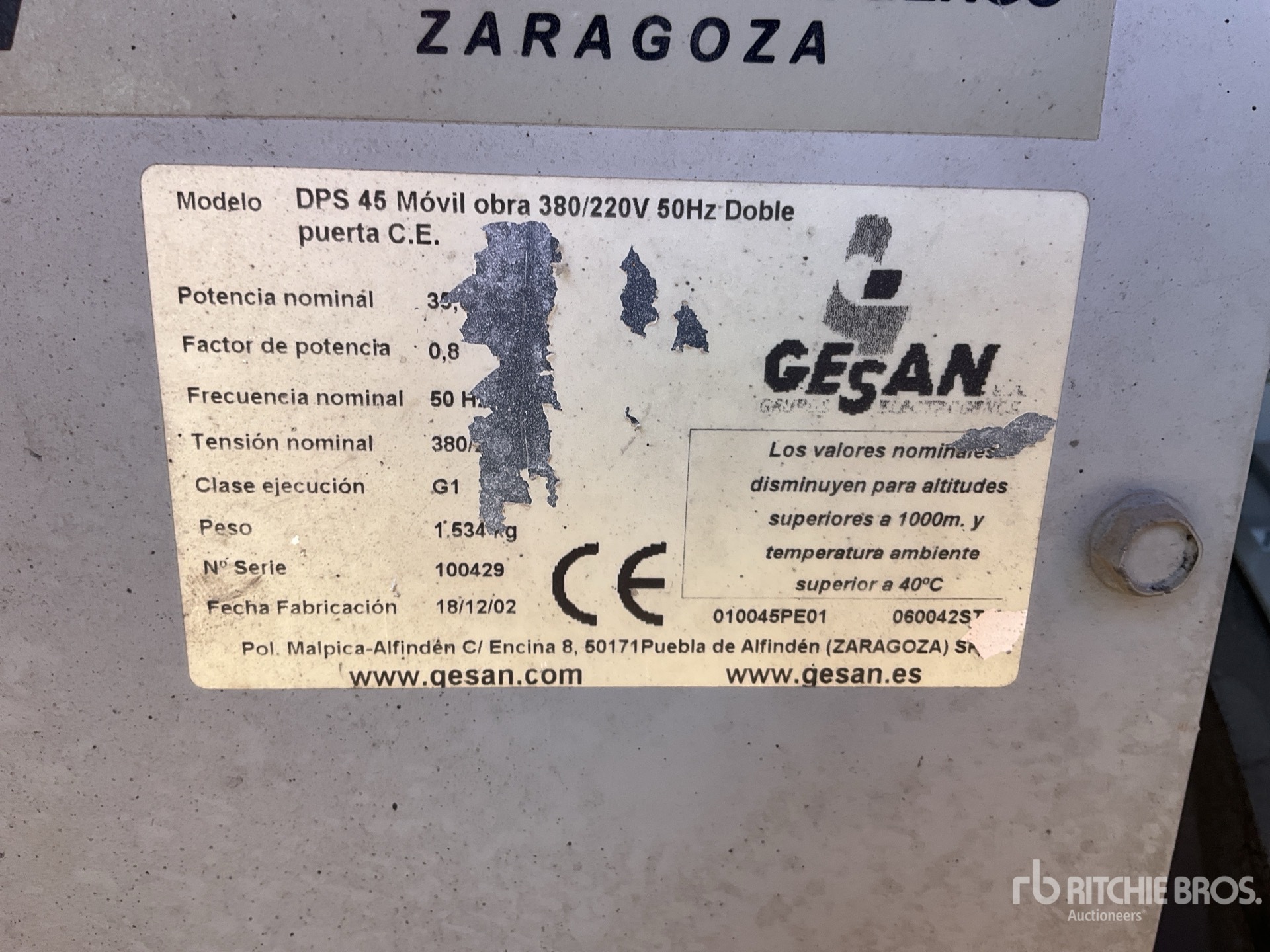 General Appearance with Serial Number / VIN