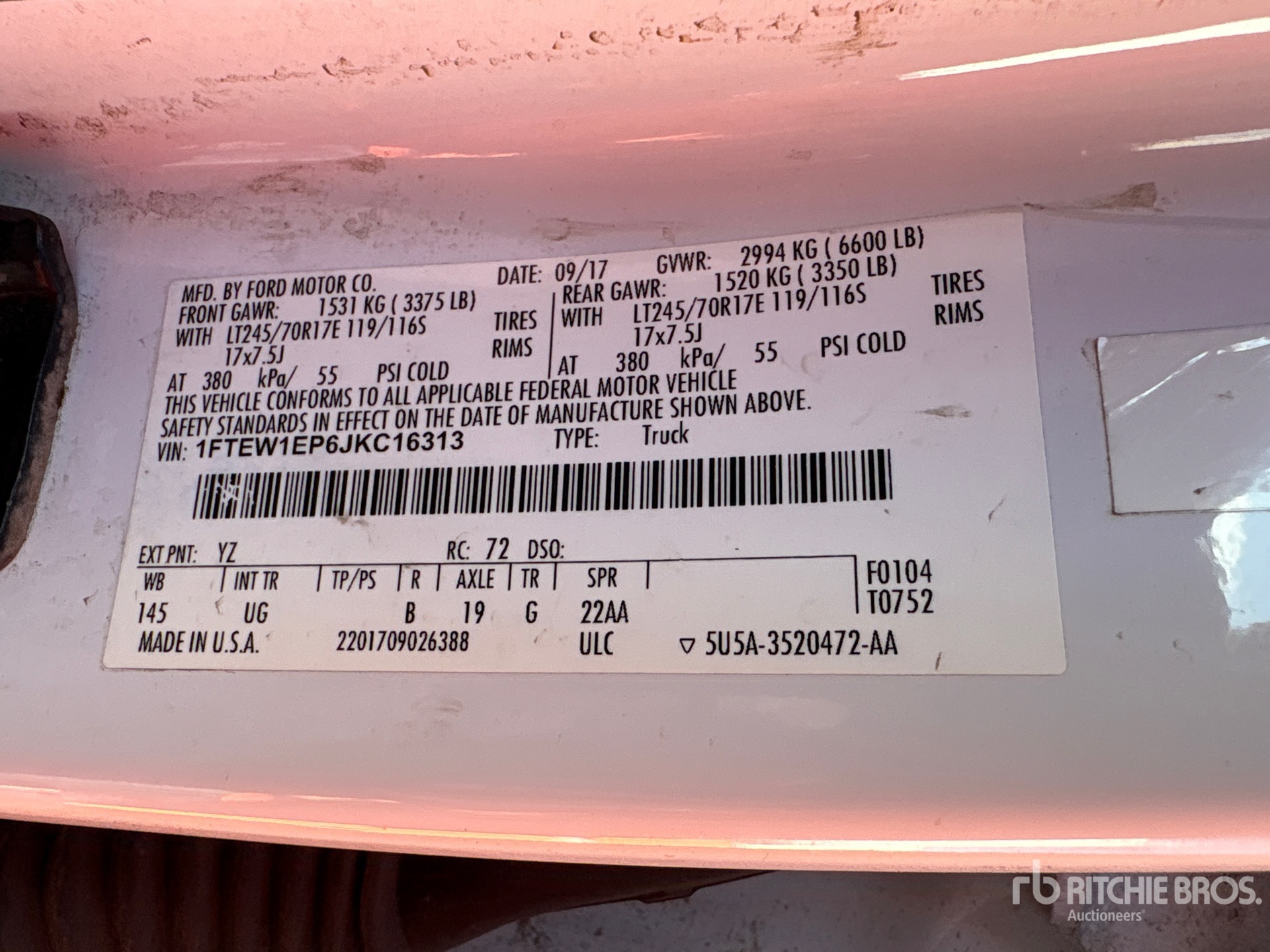 General Appearance with Serial Number / VIN