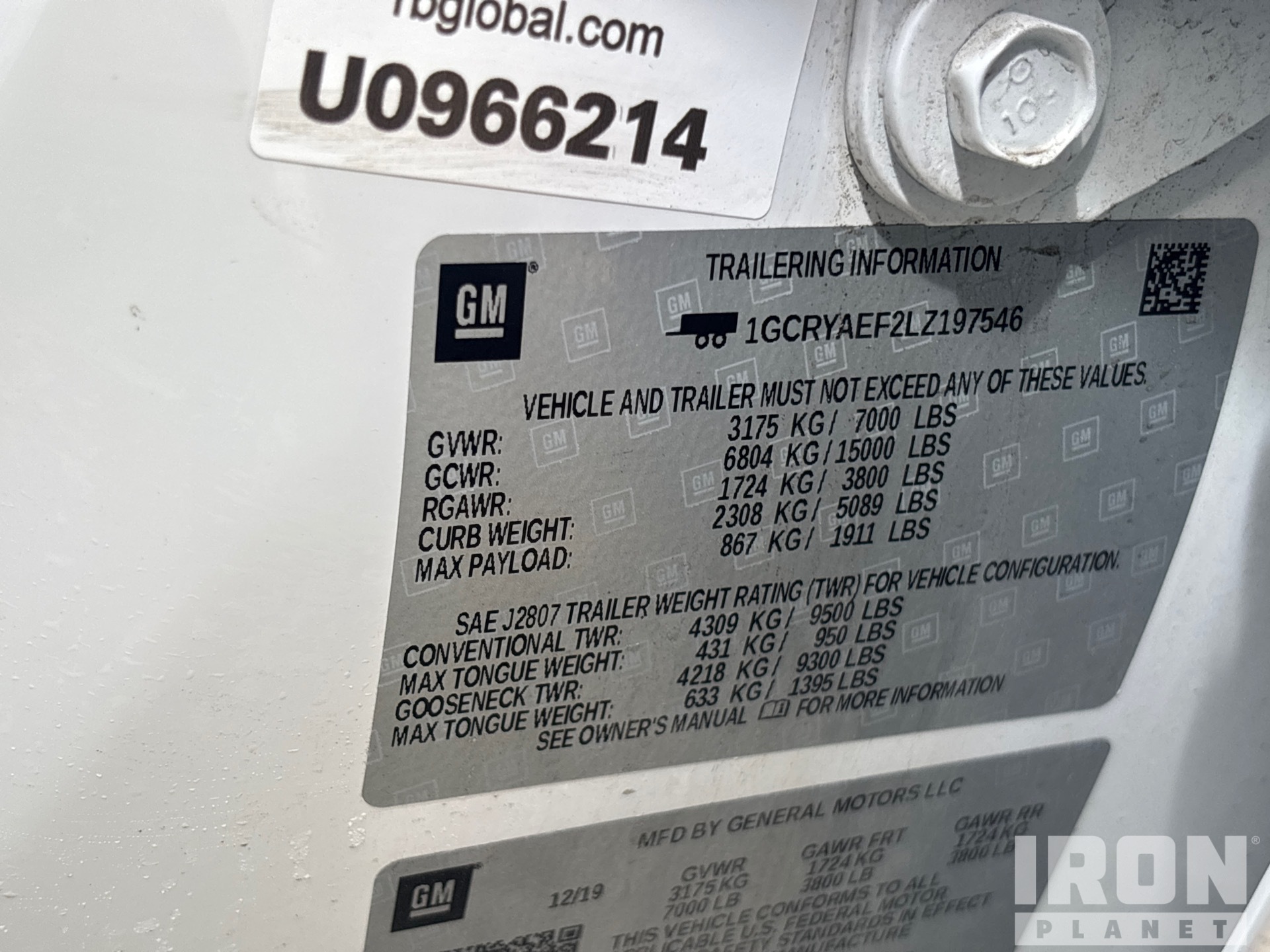 General Appearance with Numéro de série/Numéro d'identification du véhicule automobile