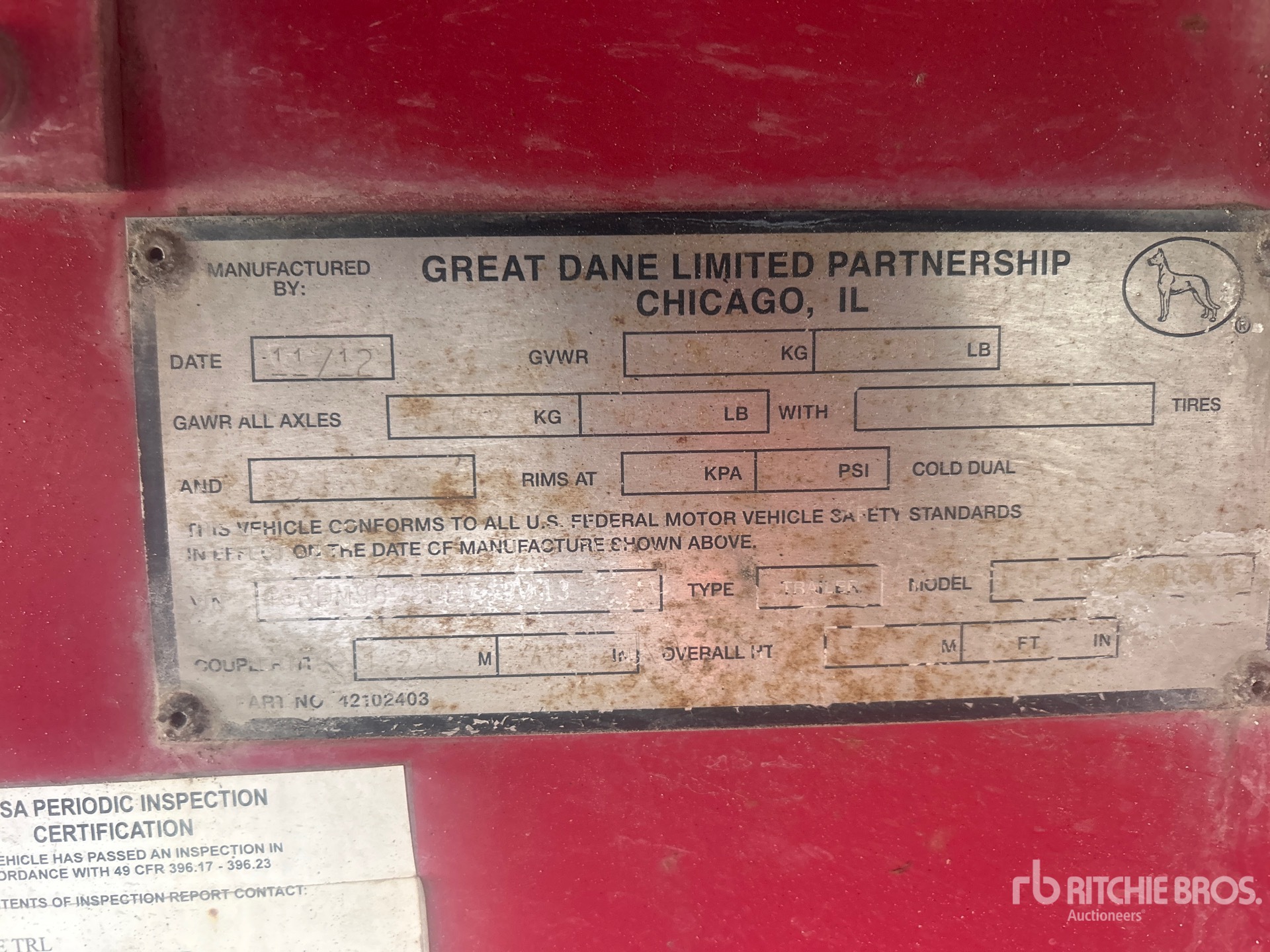 General Appearance with Serial Number / VIN