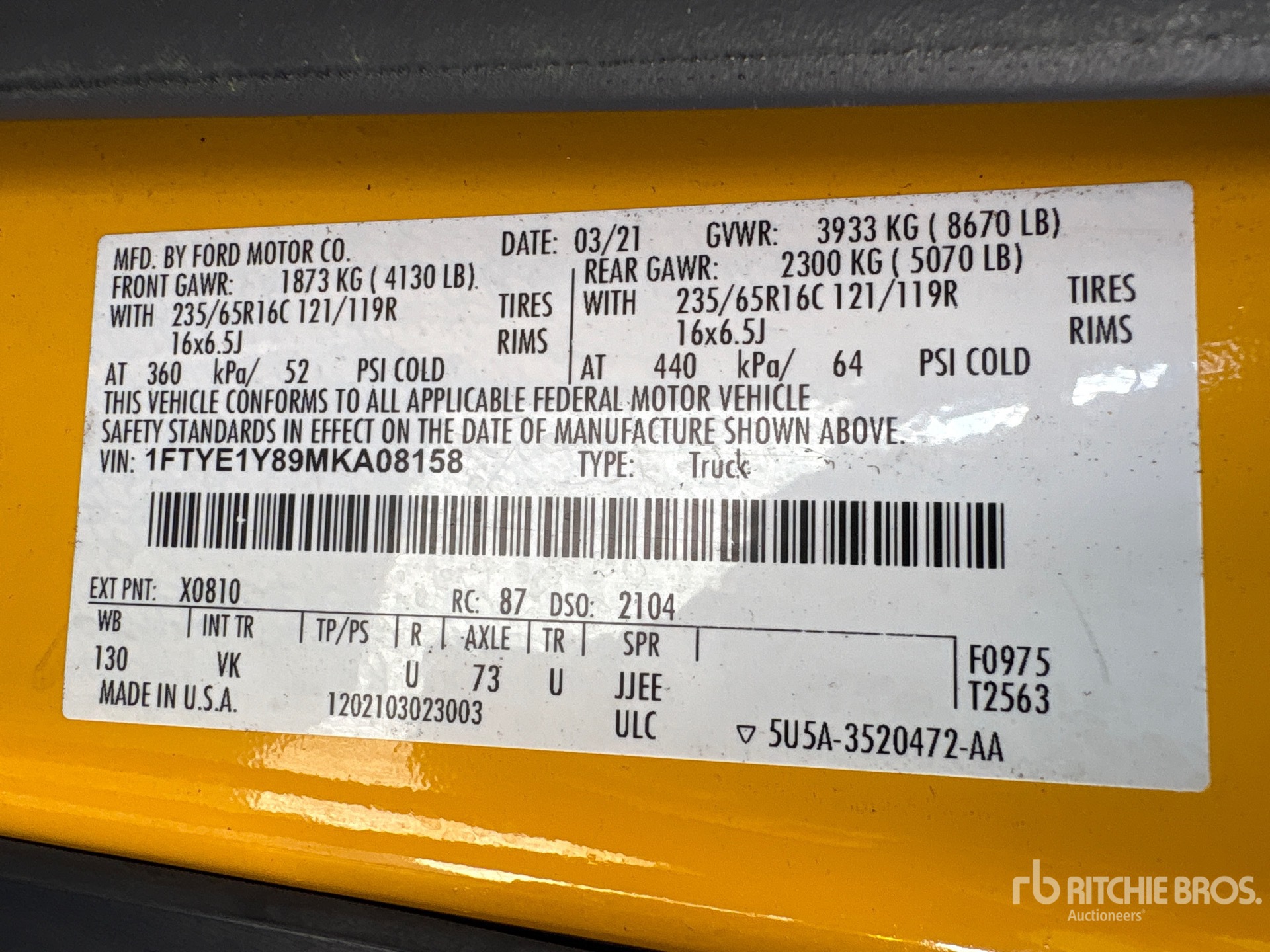 General Appearance with Serial Number / VIN