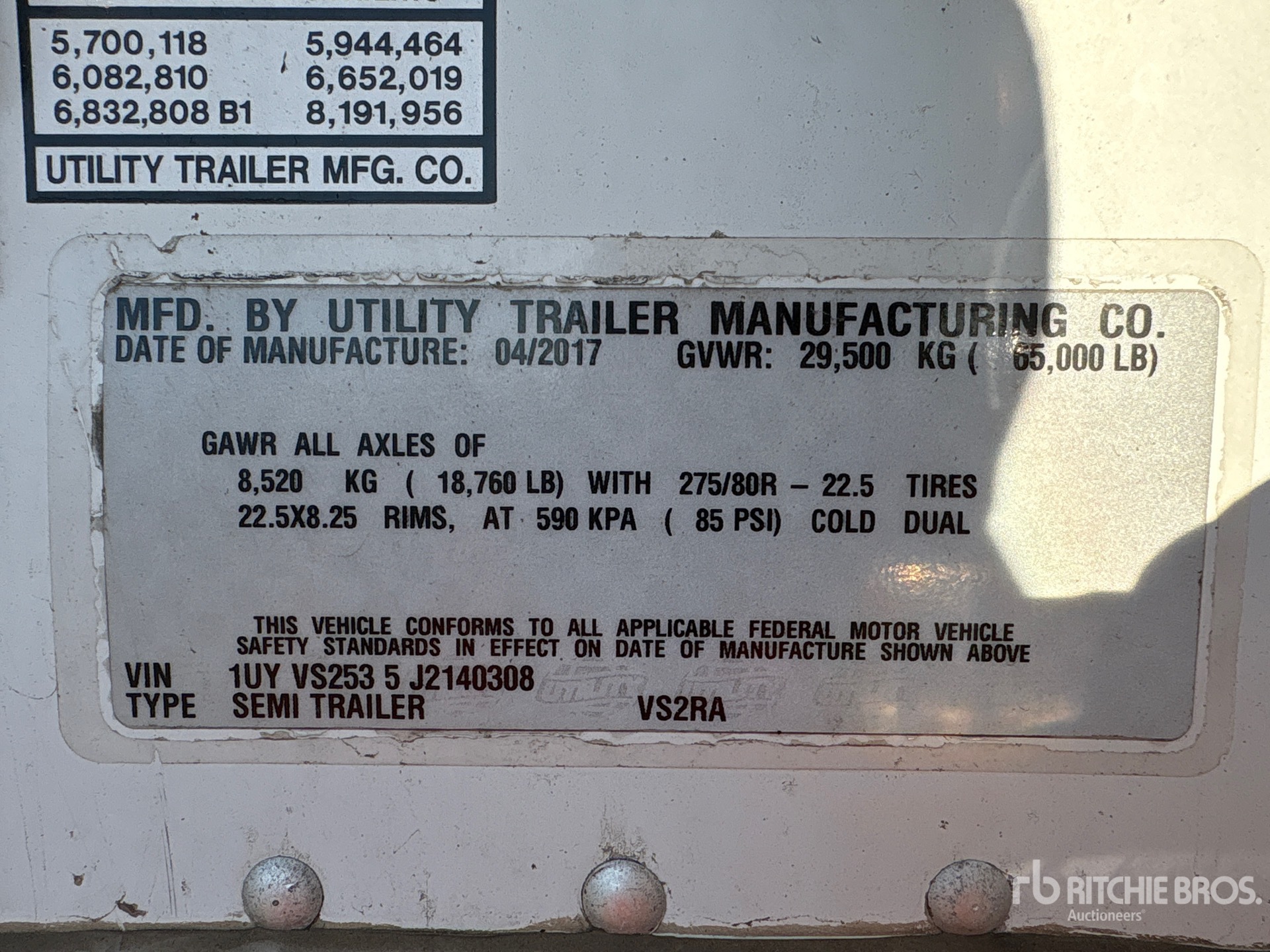 General Appearance with Serial Number / VIN