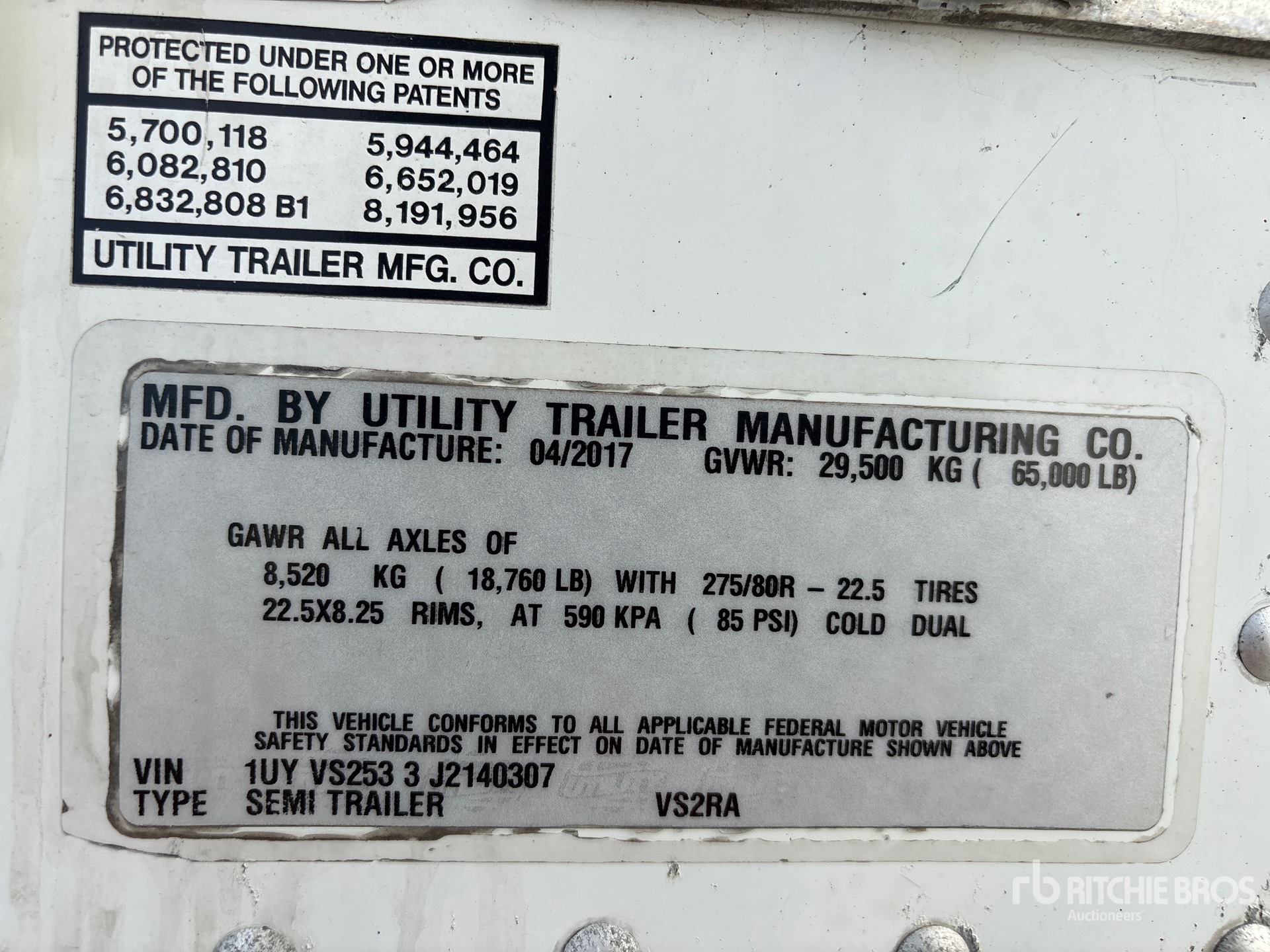 General Appearance with Serial Number / VIN