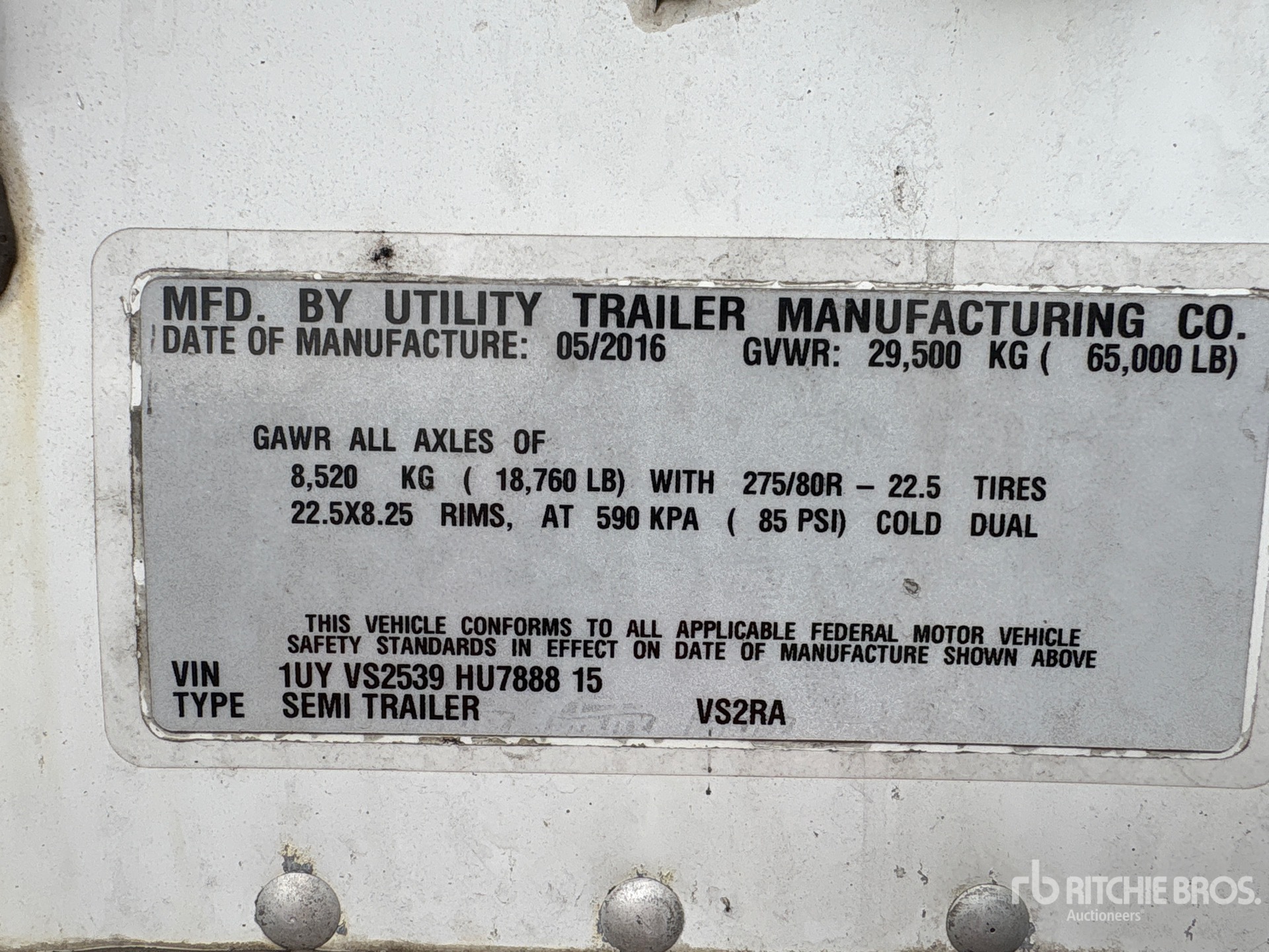 General Appearance with Serial Number / VIN