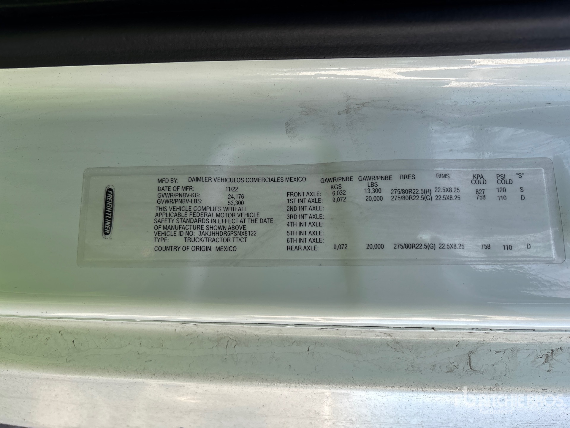 General Appearance with Serial Number / VIN