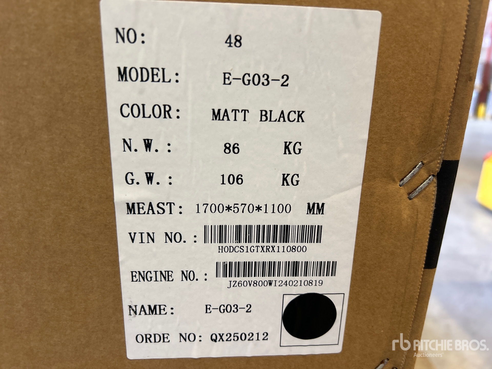 General Appearance with Serial Number / VIN