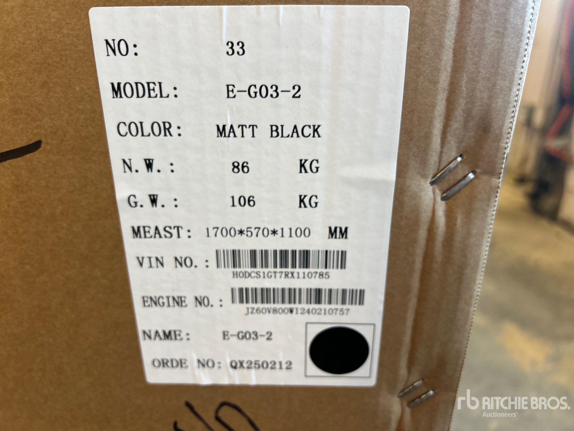 General Appearance with Serial Number / VIN