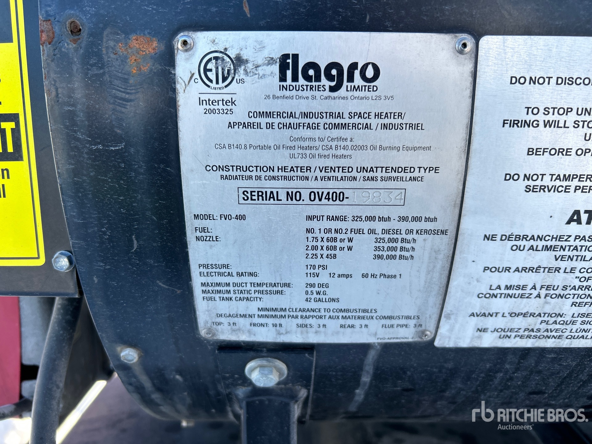 General Appearance with Serial Number / VIN