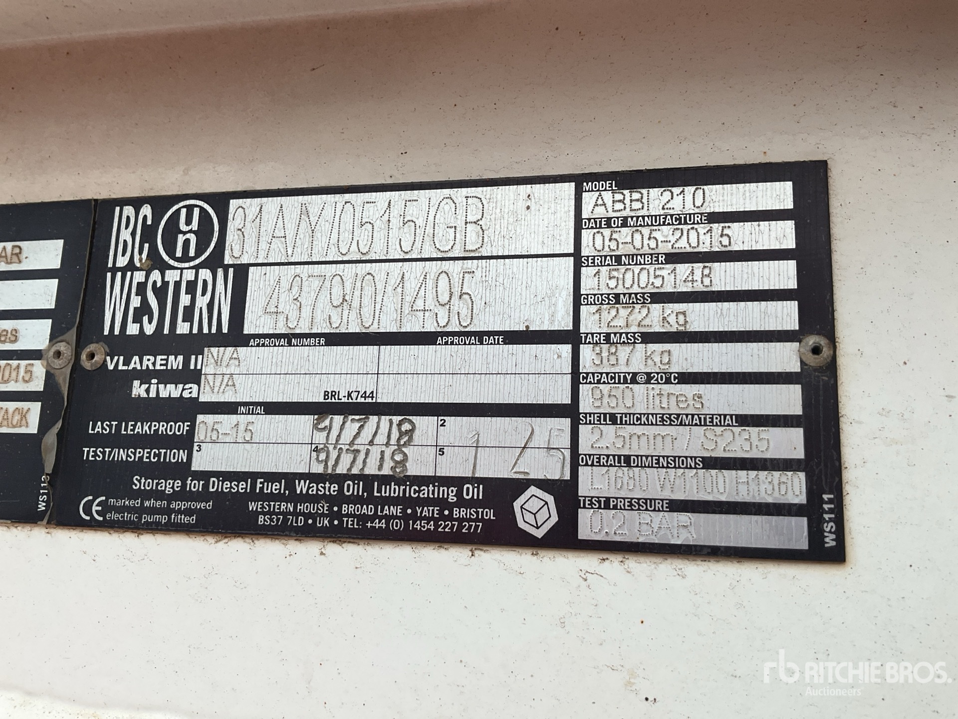 General Appearance with Serial Number / VIN