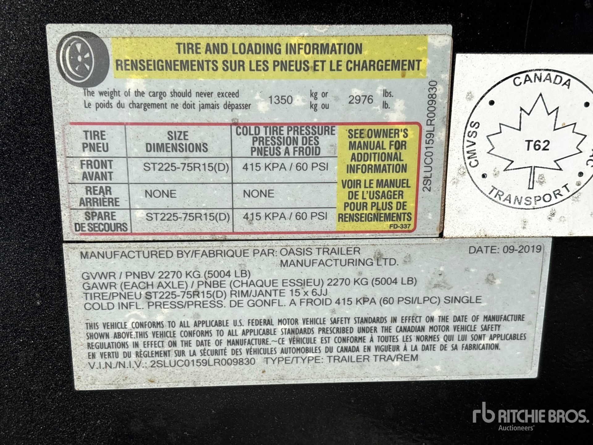 General Appearance with Serial Number / VIN