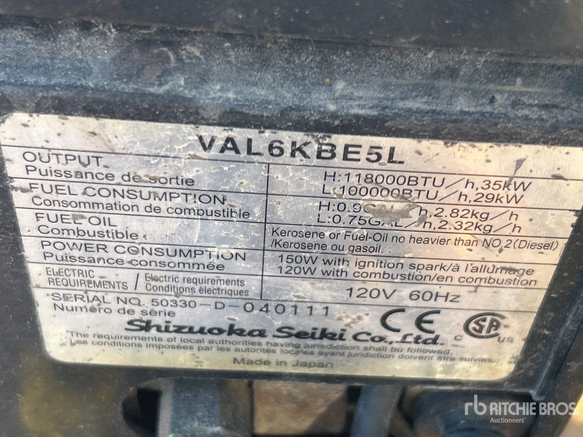 General Appearance with N.º de serie/VIN