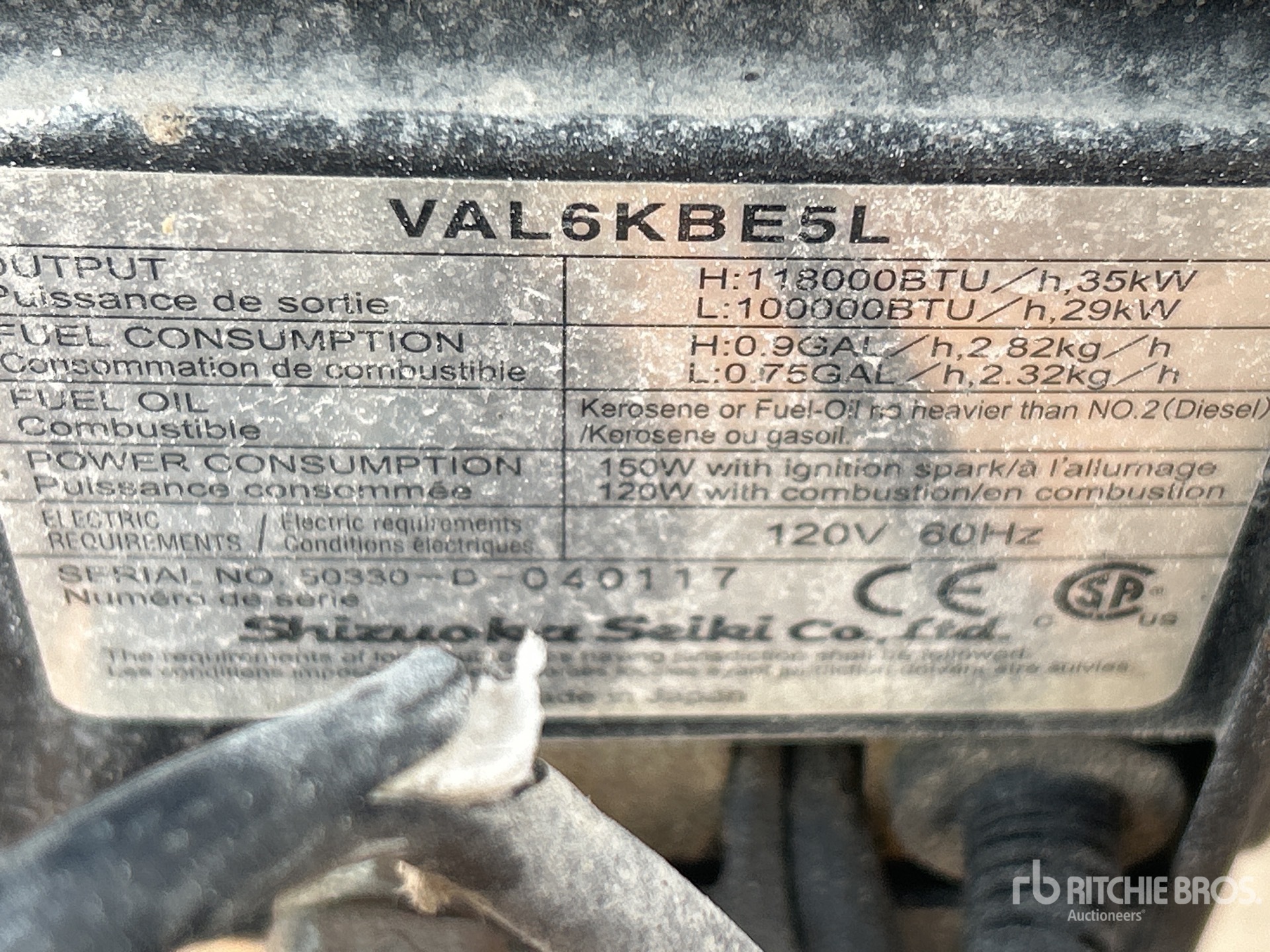 General Appearance with N.º de serie/VIN