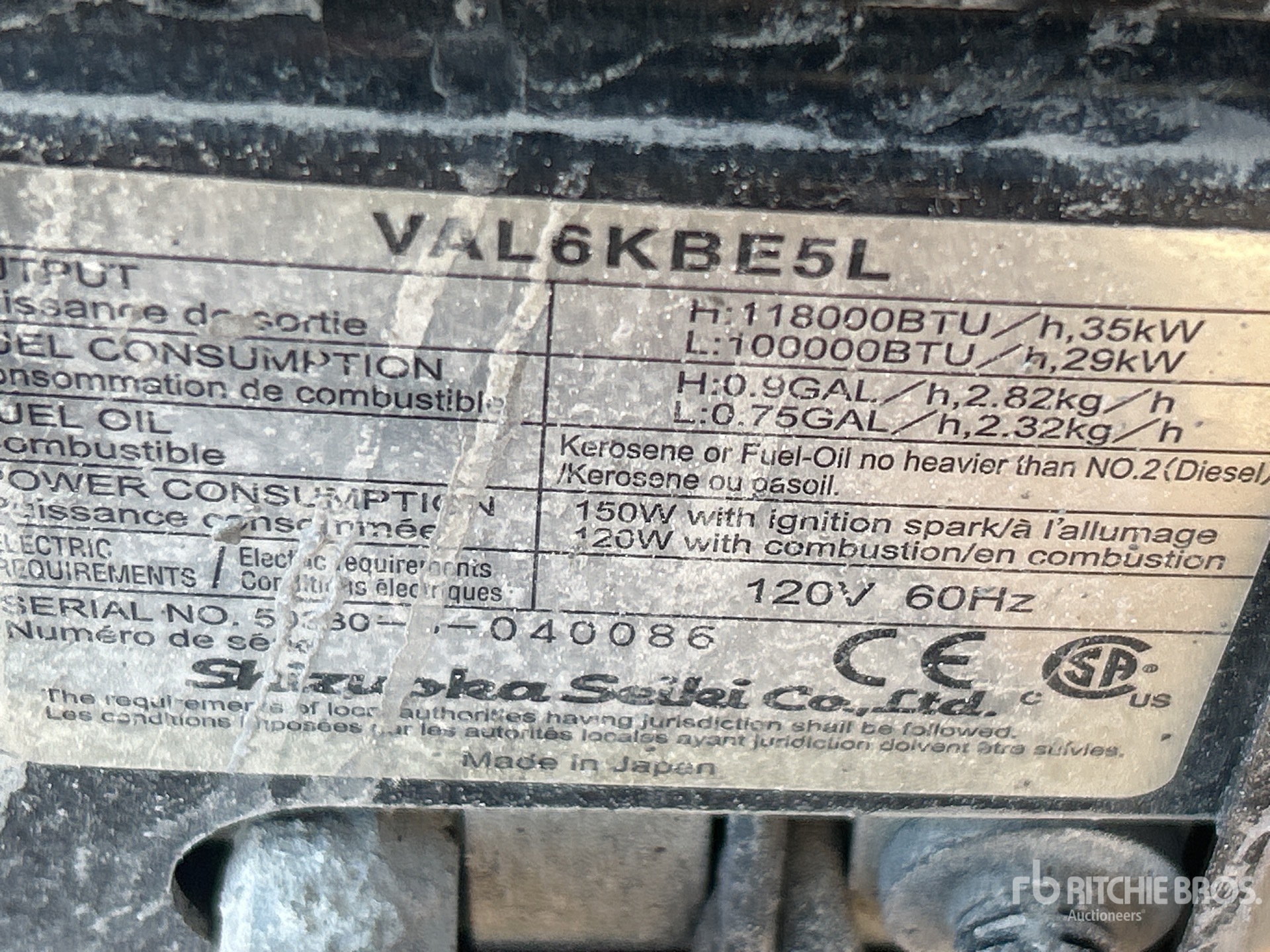 General Appearance with N.º de serie/VIN