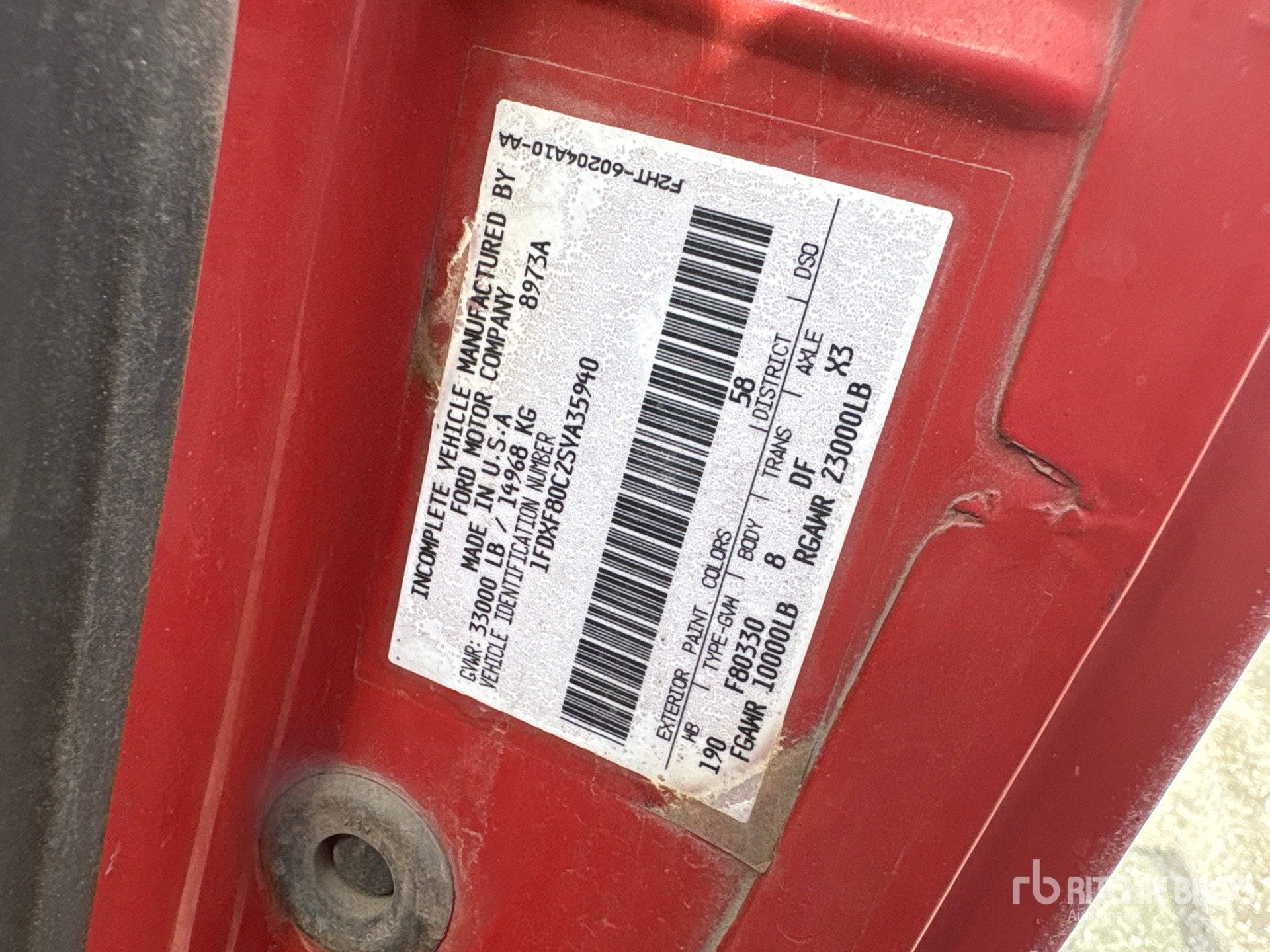 General Appearance with Serial Number / VIN