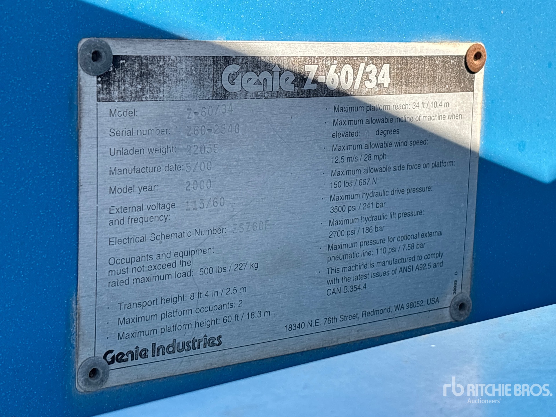 General Appearance with Serial Number / VIN