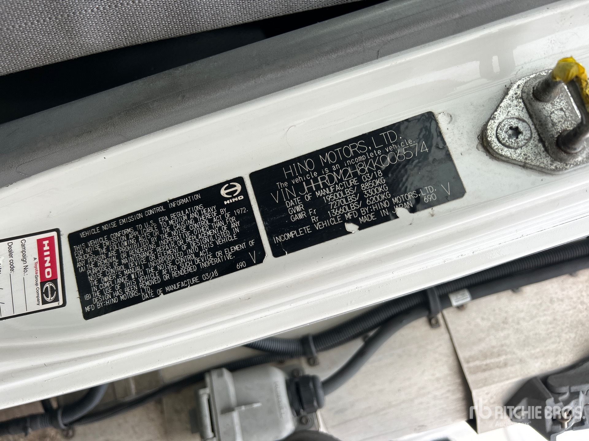 General Appearance with Serial Number / VIN