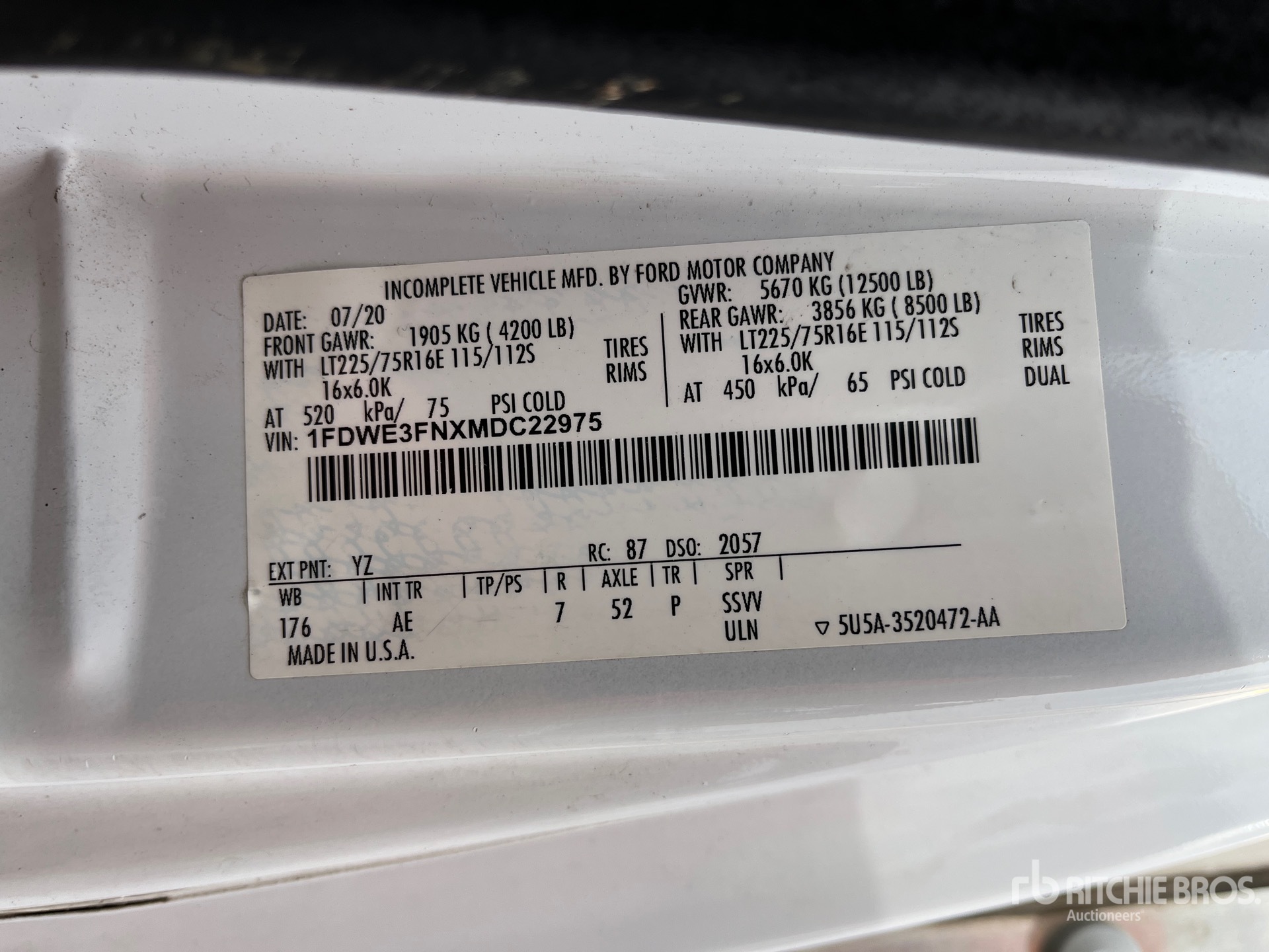 General Appearance with Serial Number / VIN