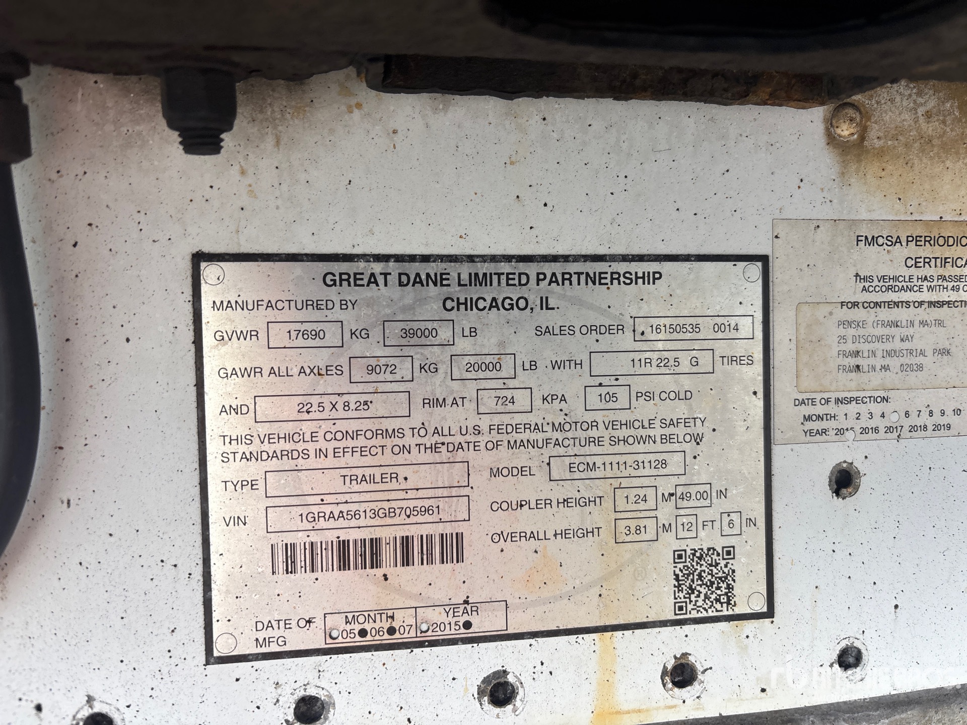 General Appearance with Serial Number / VIN