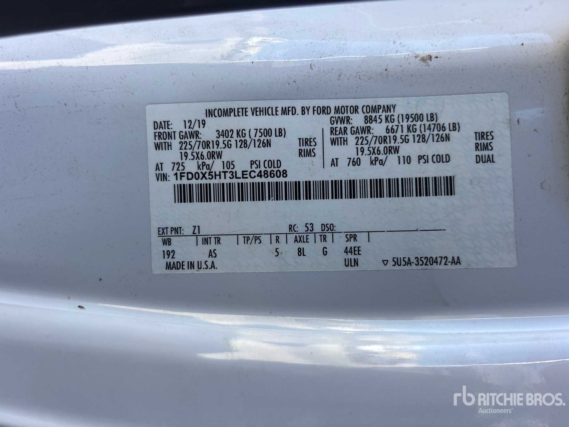 General Appearance with Numéro de série/Numéro d'identification du véhicule automobile