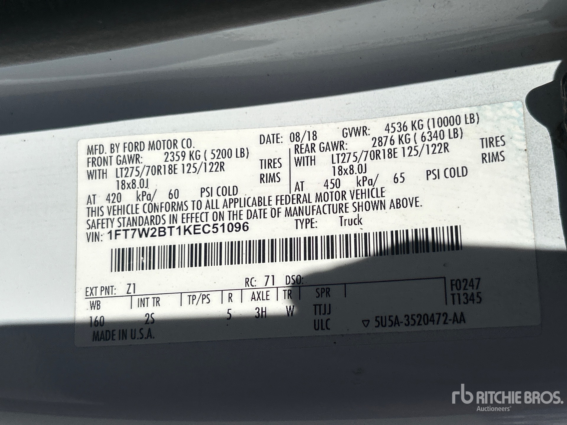 General Appearance with Serial Number / VIN