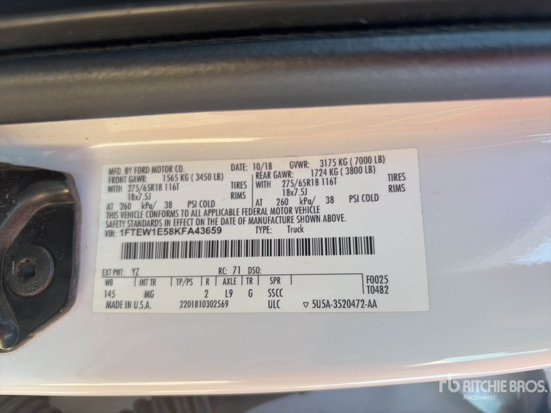 General Appearance with Serial Number / VIN