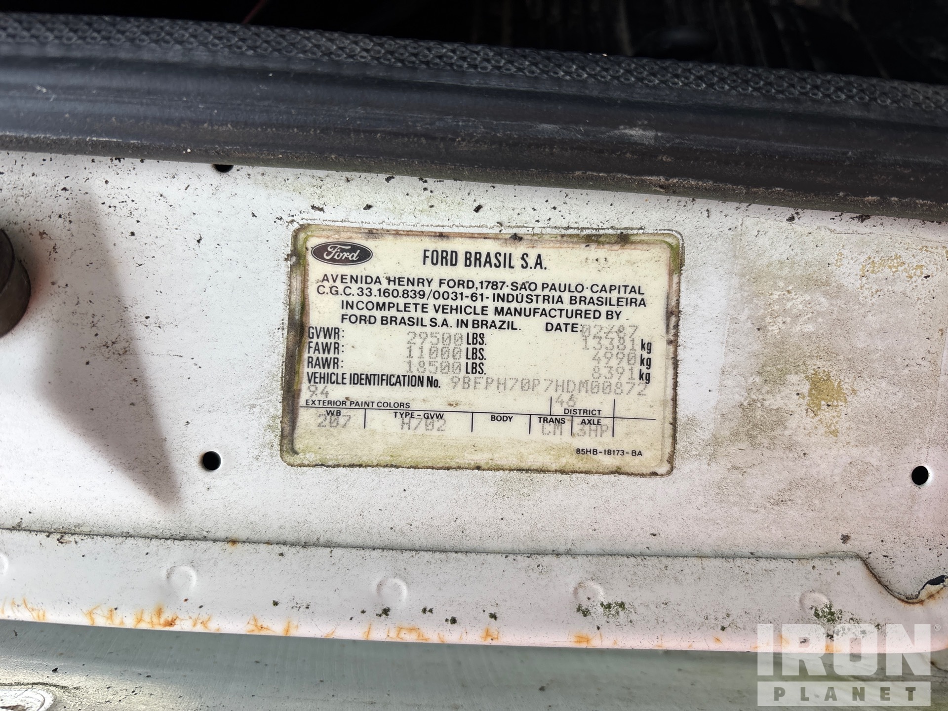 General Appearance with Serial Number / VIN