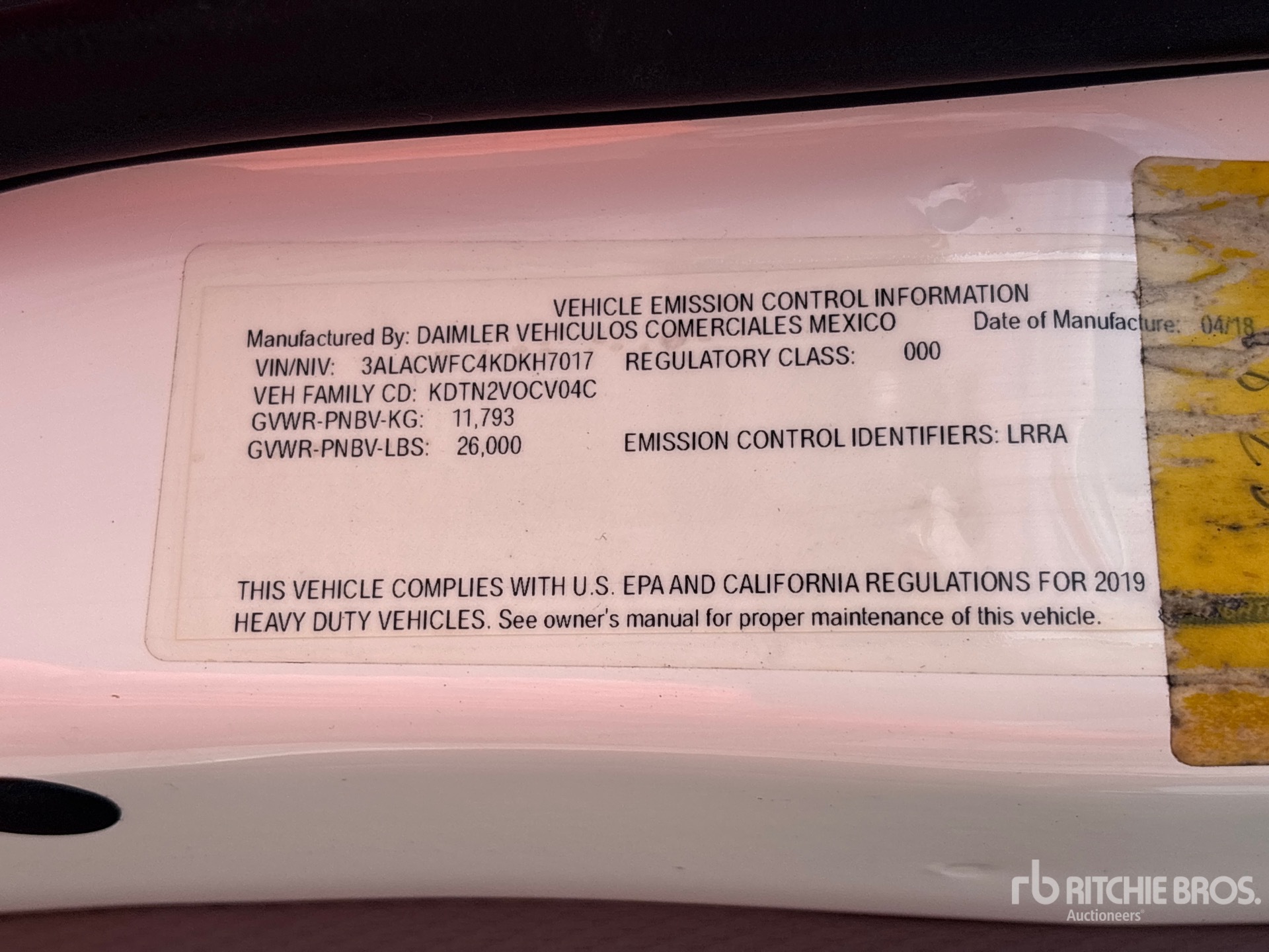 General Appearance with Serial Number / VIN