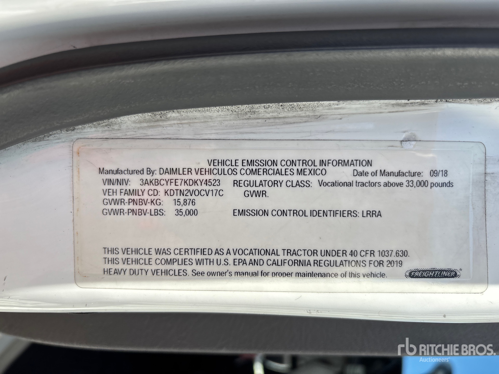 General Appearance with Serial Number / VIN