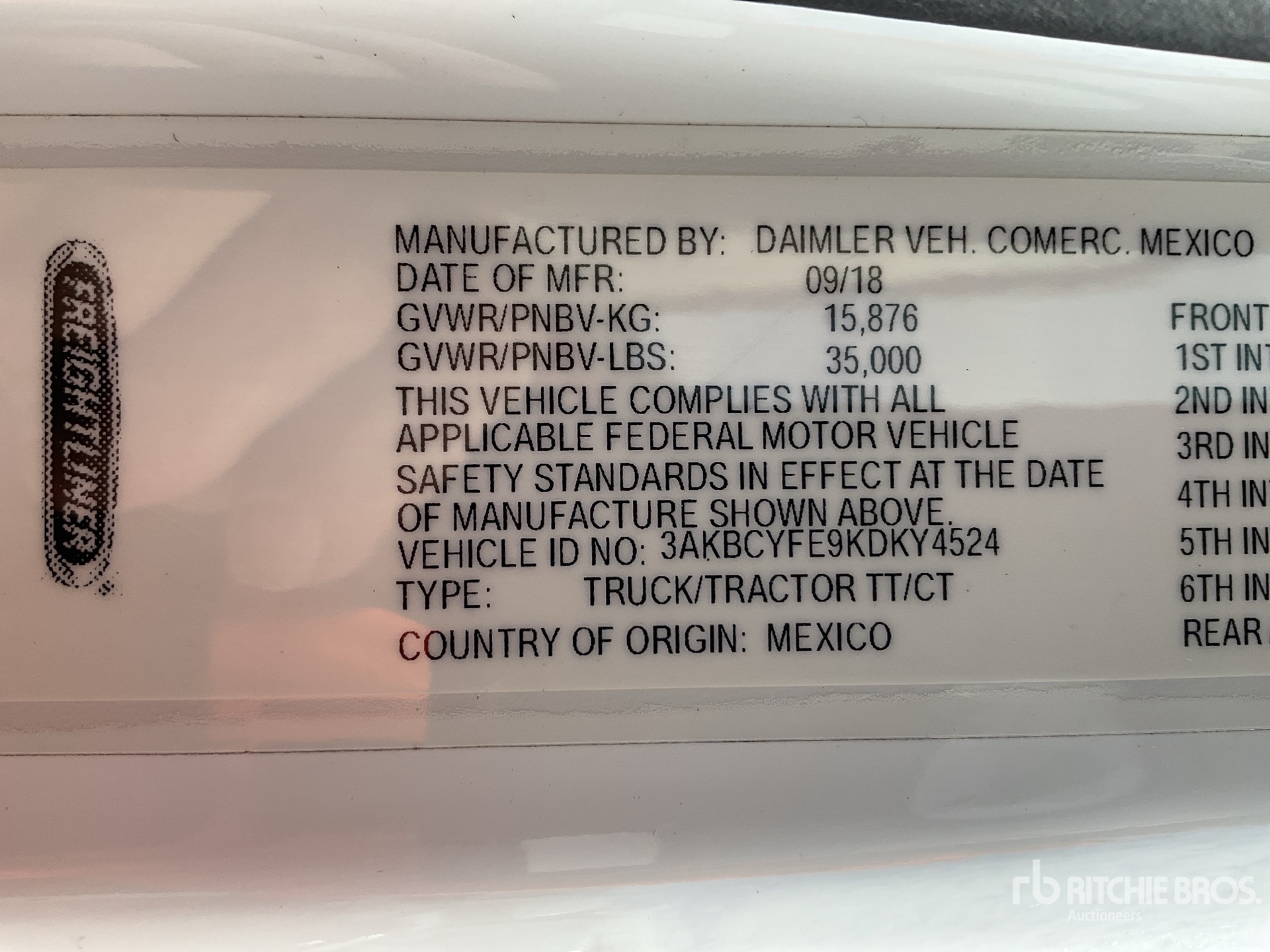 General Appearance with Serial Number / VIN