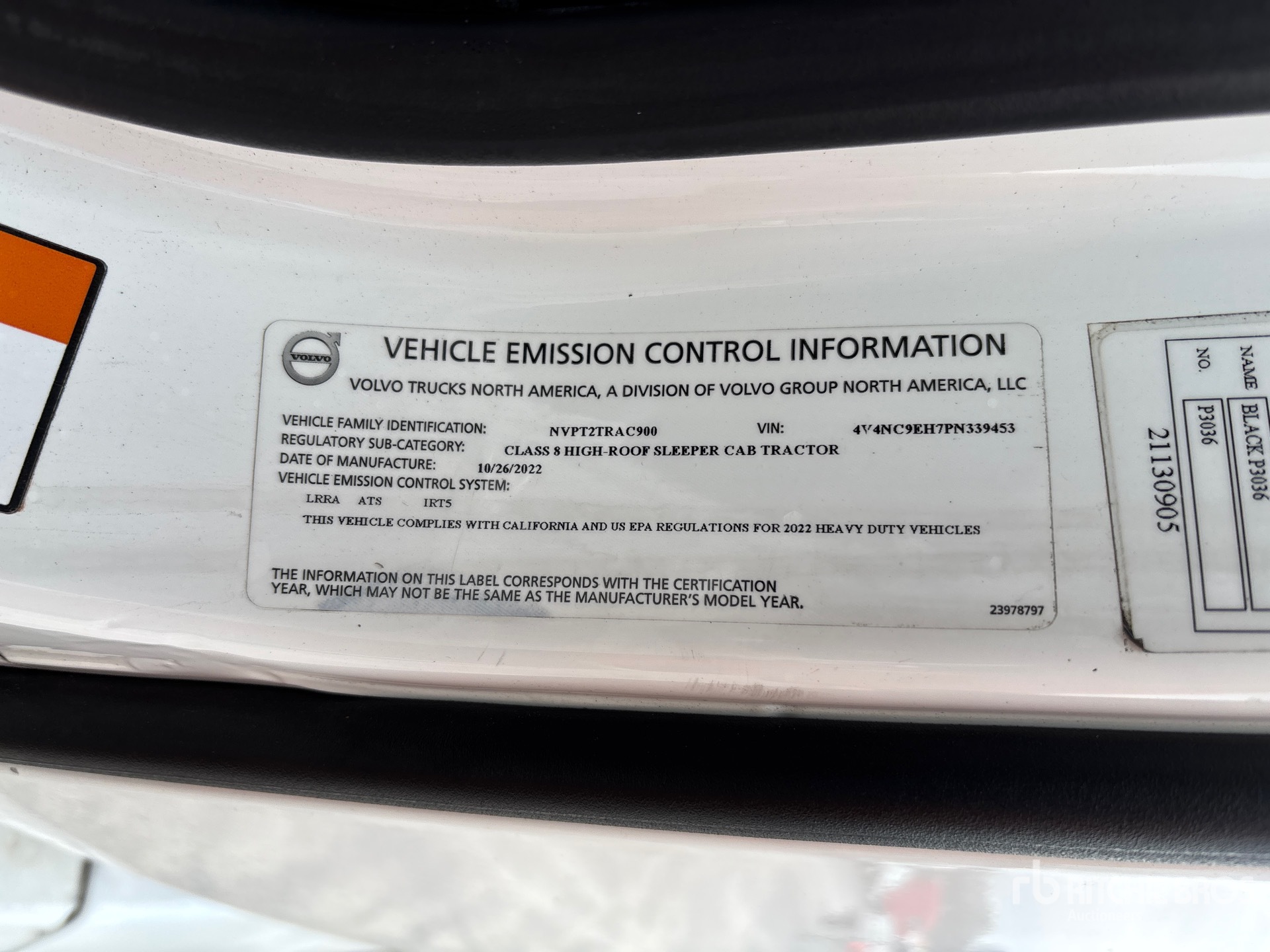 General Appearance with Serial Number / VIN