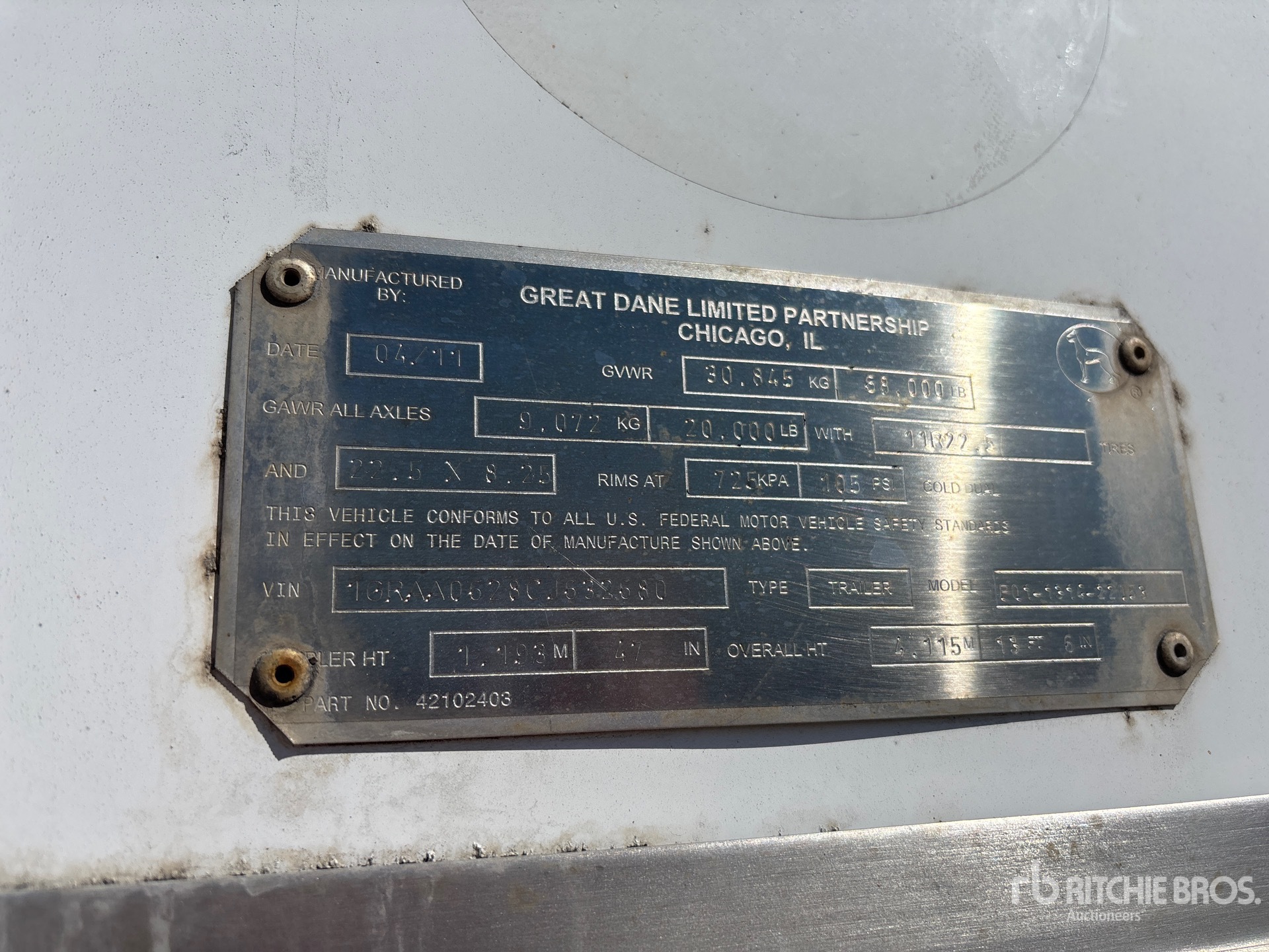 General Appearance with Serial Number / VIN