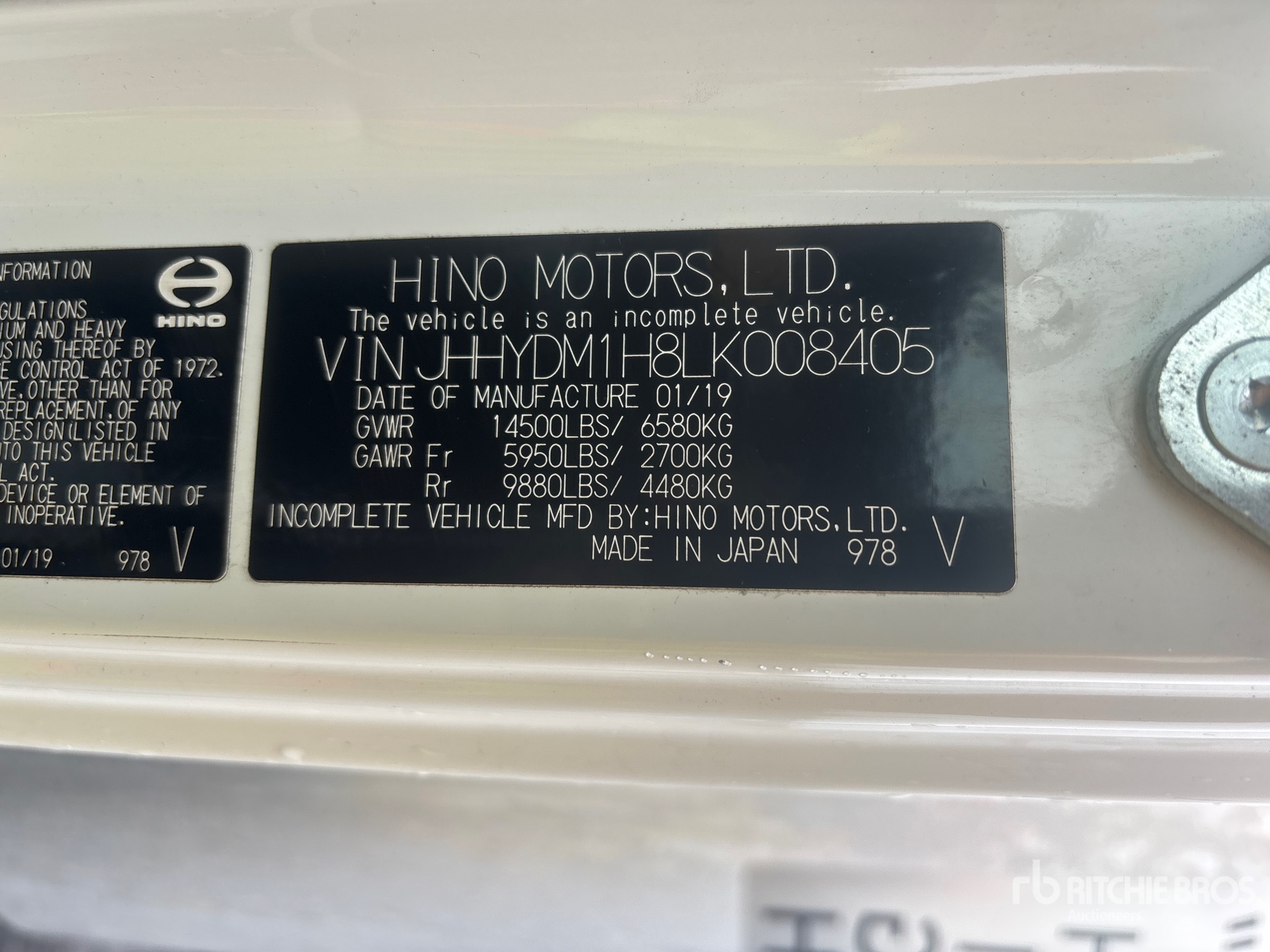 General Appearance with Serial Number / VIN