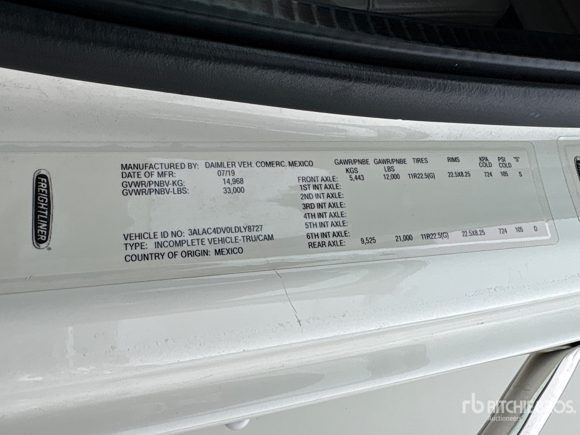 General Appearance with N.º de serie/VIN