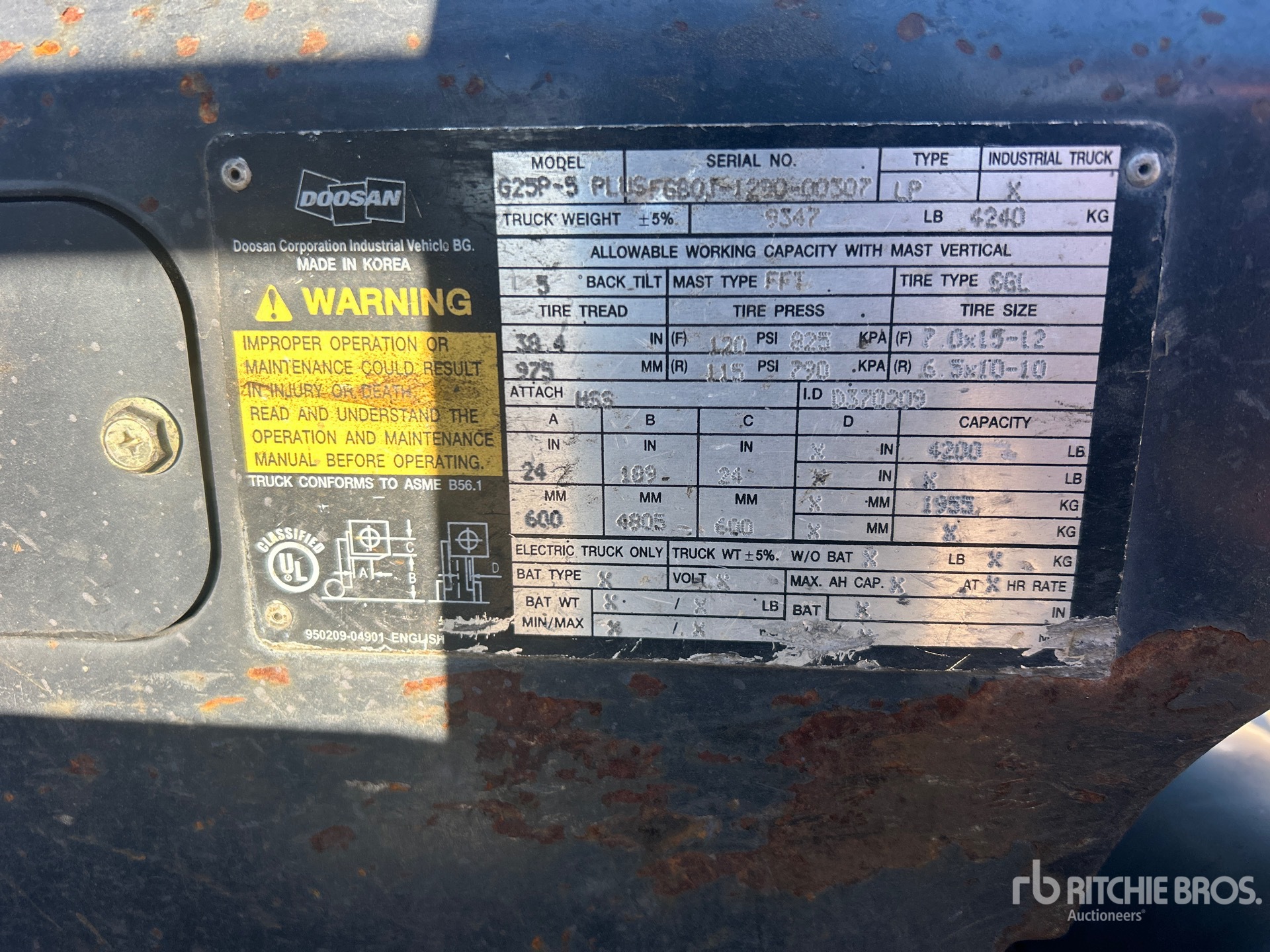 General Appearance with Serial Number / VIN