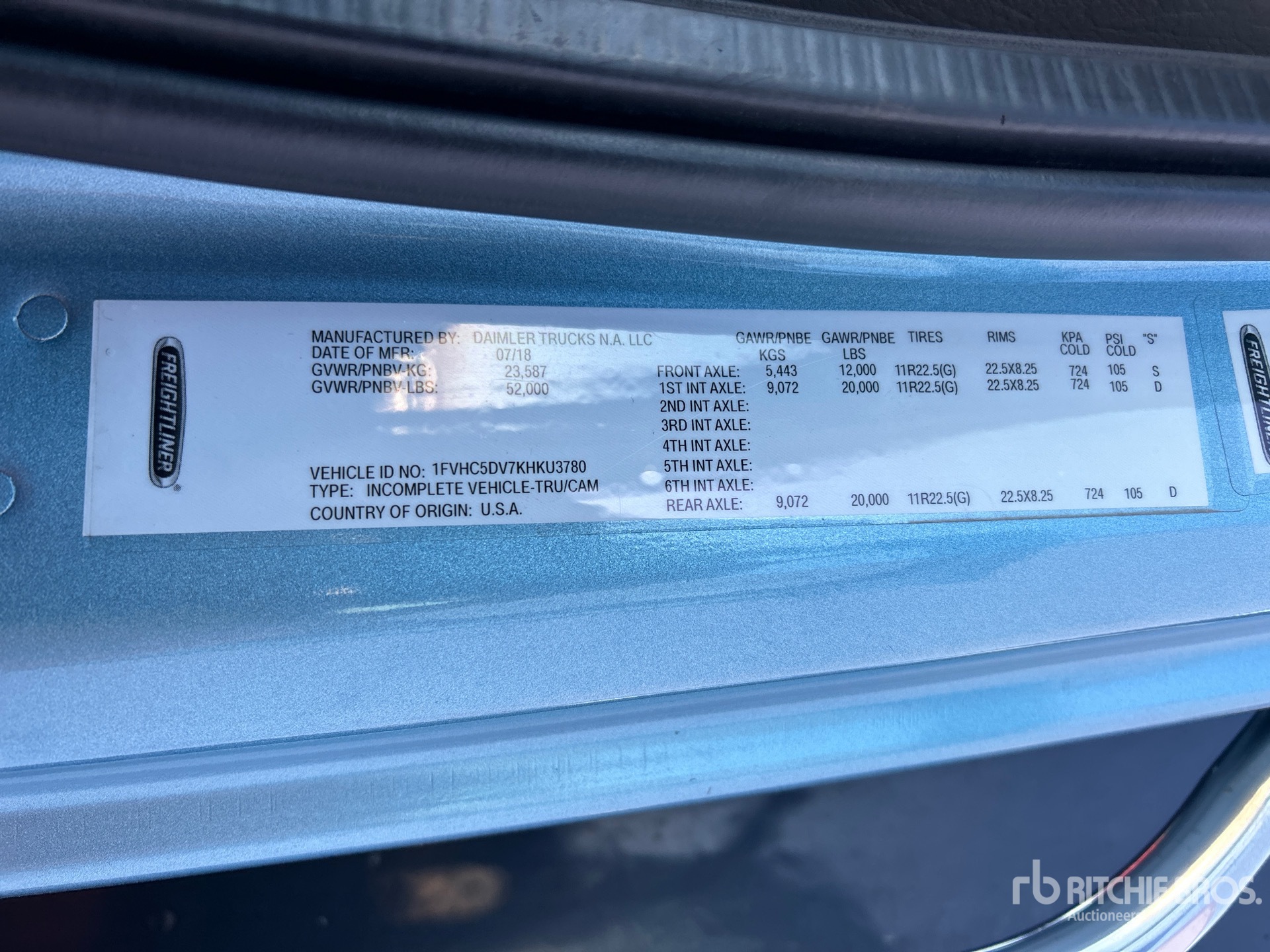 General Appearance with Serial Number / VIN