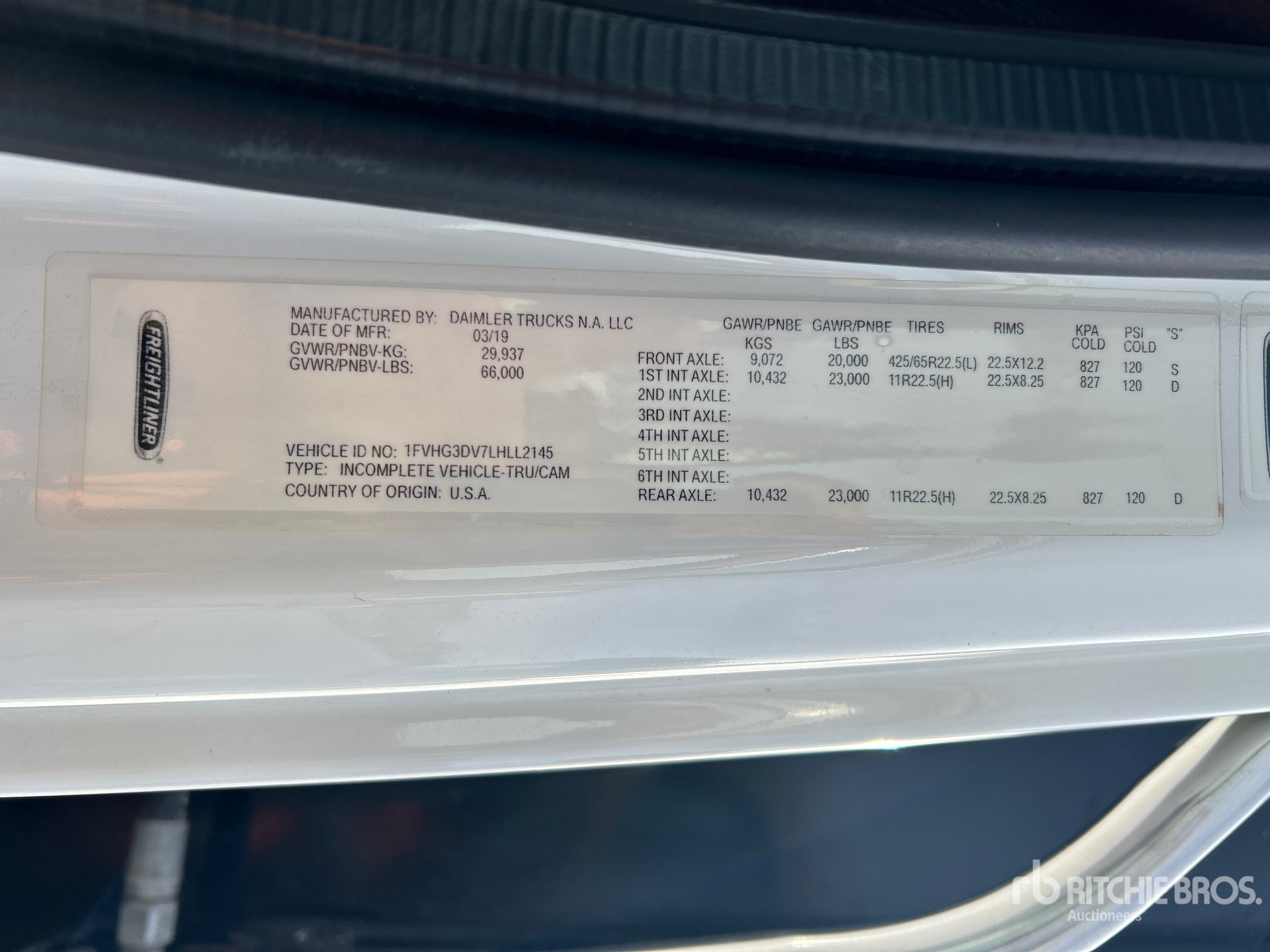 General Appearance with Serial Number / VIN