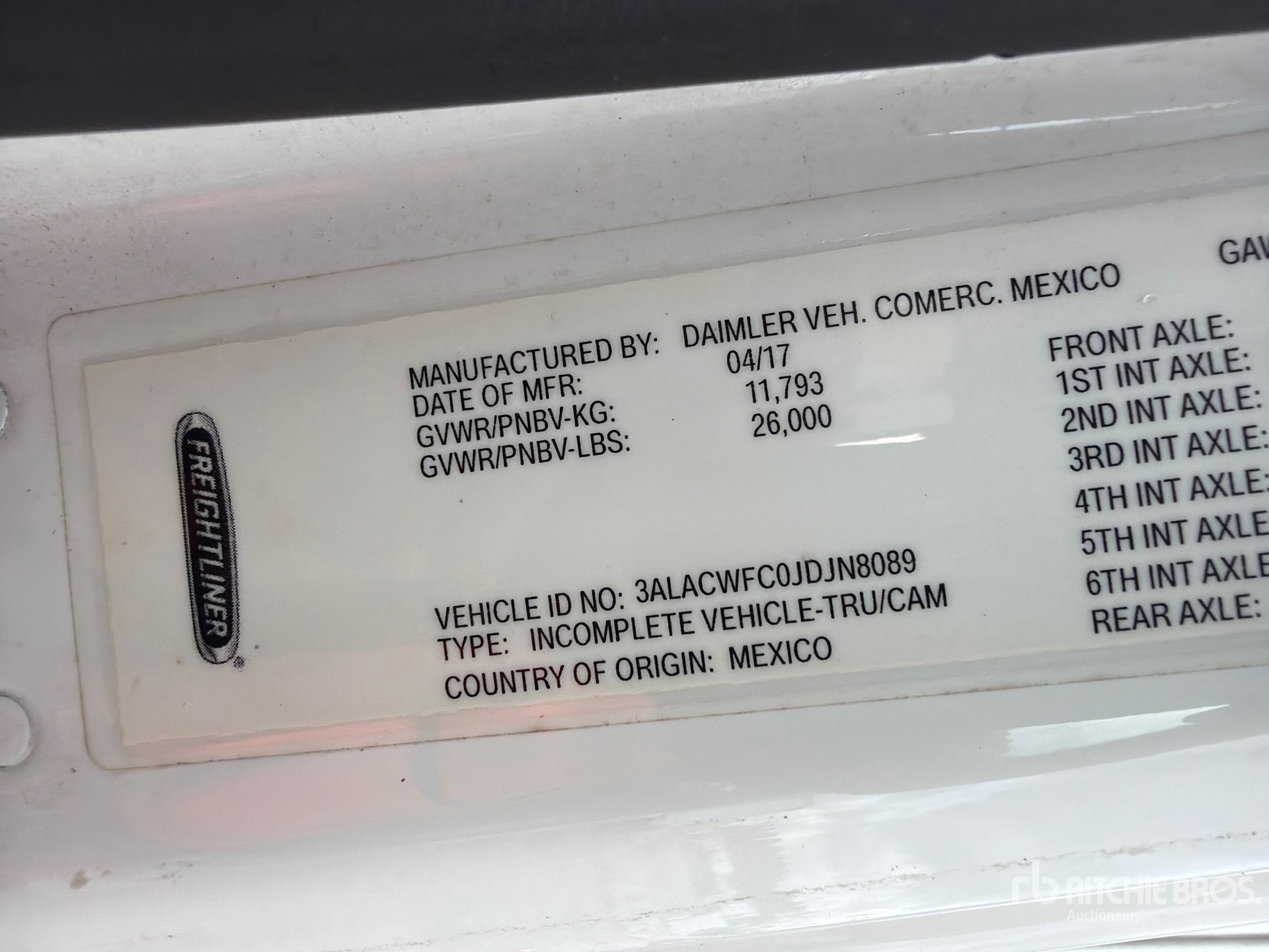 General Appearance with Numero seriale/numero d’identificazione del veicolo (VIN)