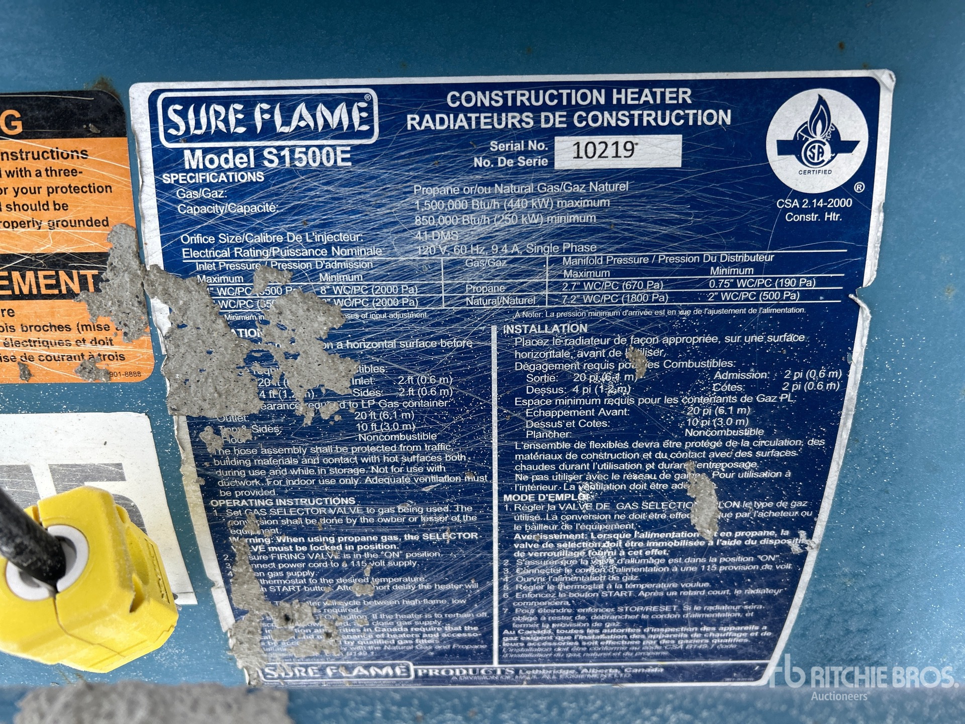 General Appearance with Serial Number / VIN