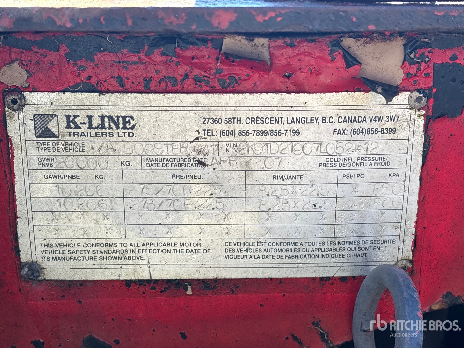 General Appearance with Serial Number / VIN