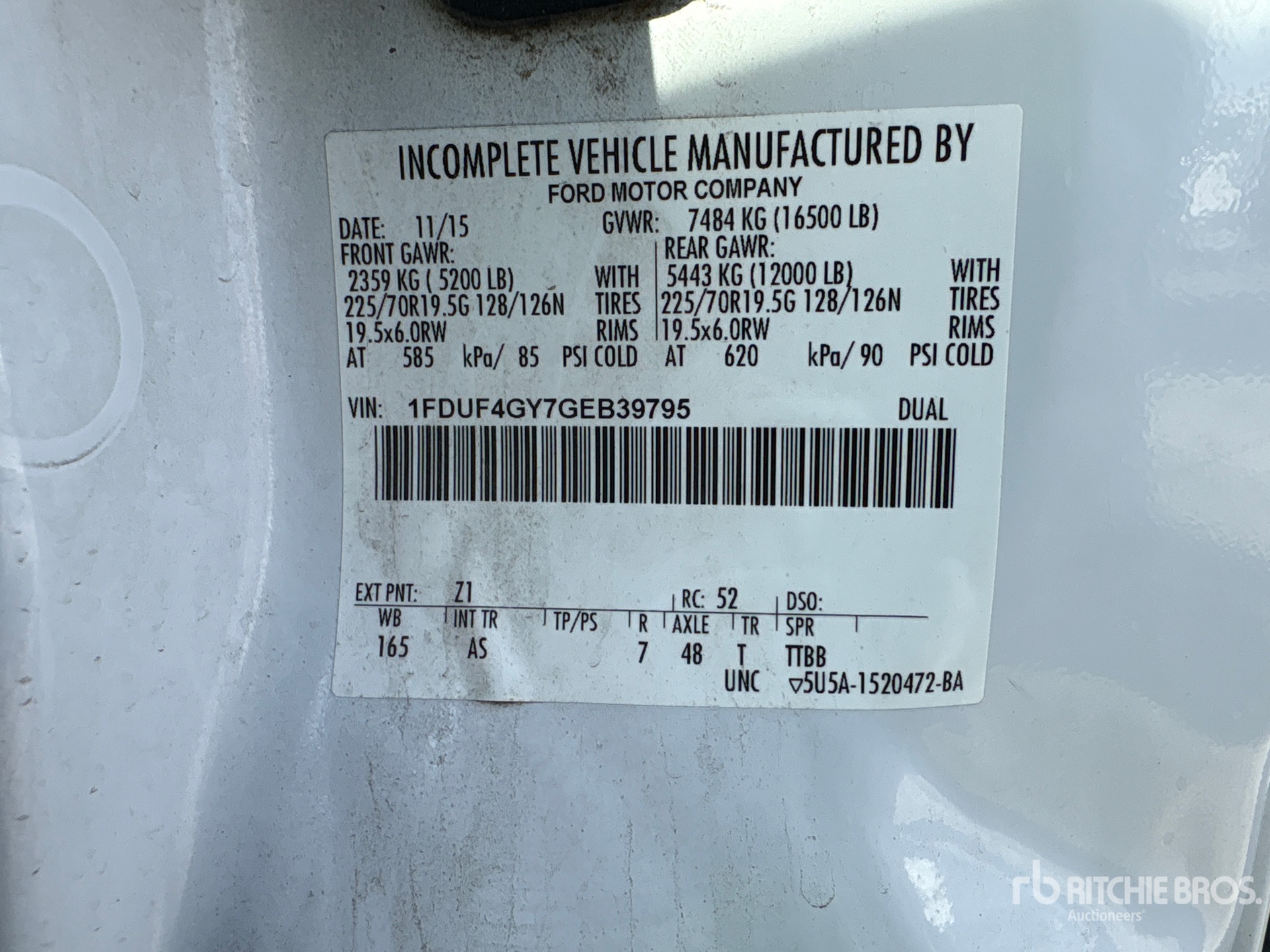 General Appearance with Serial Number / VIN