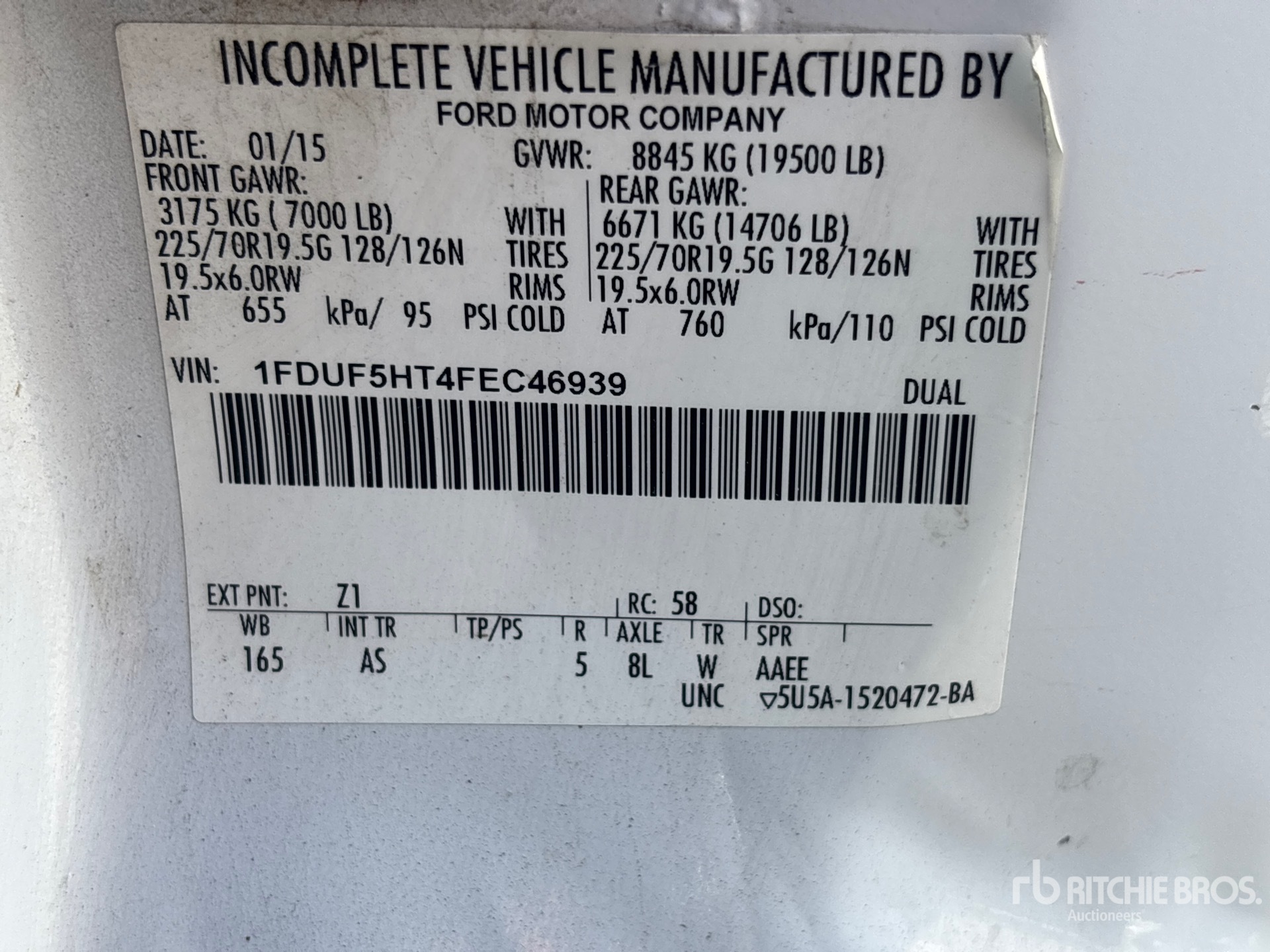 General Appearance with Serial Number / VIN