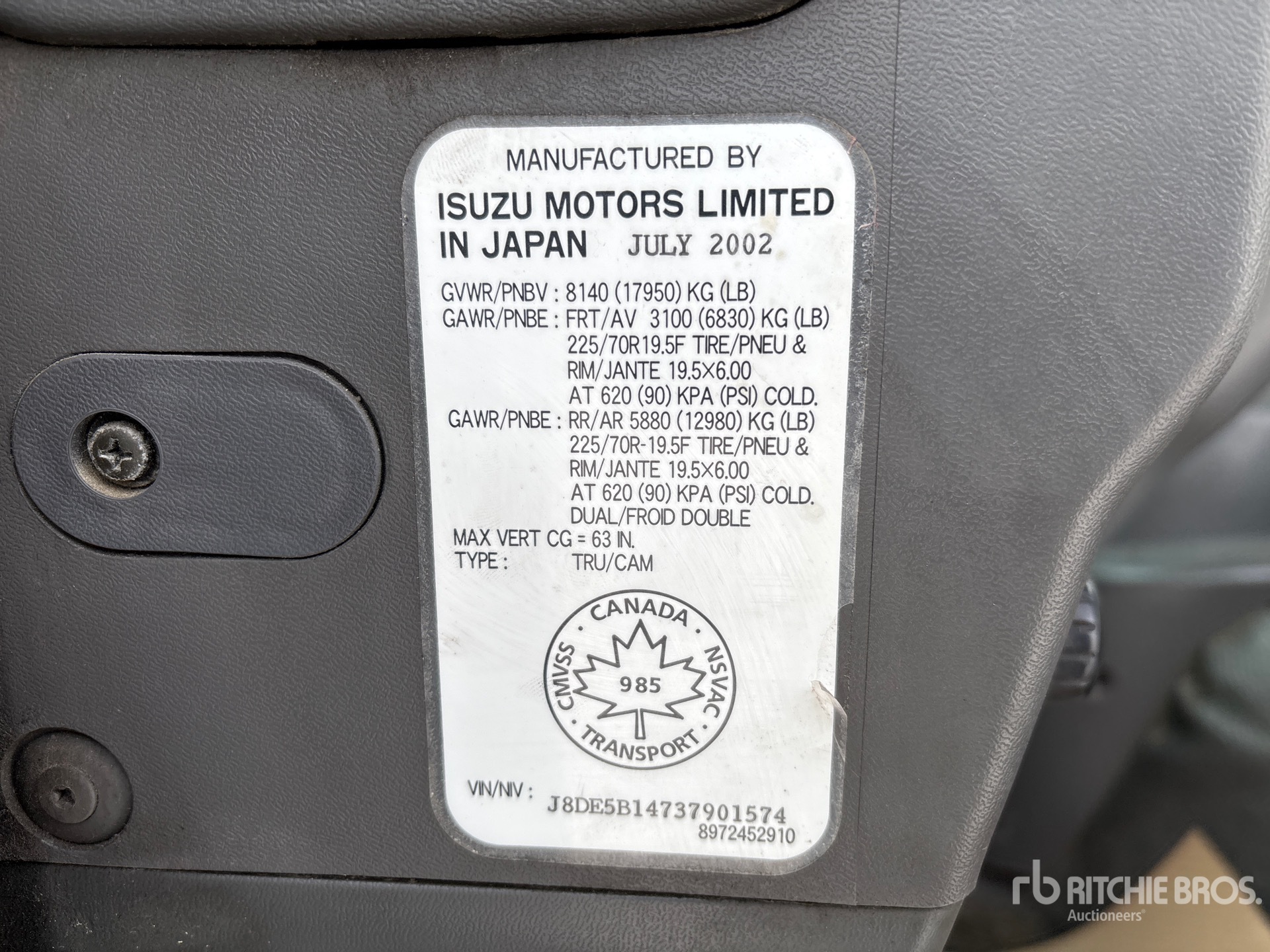 General Appearance with Serial Number / VIN