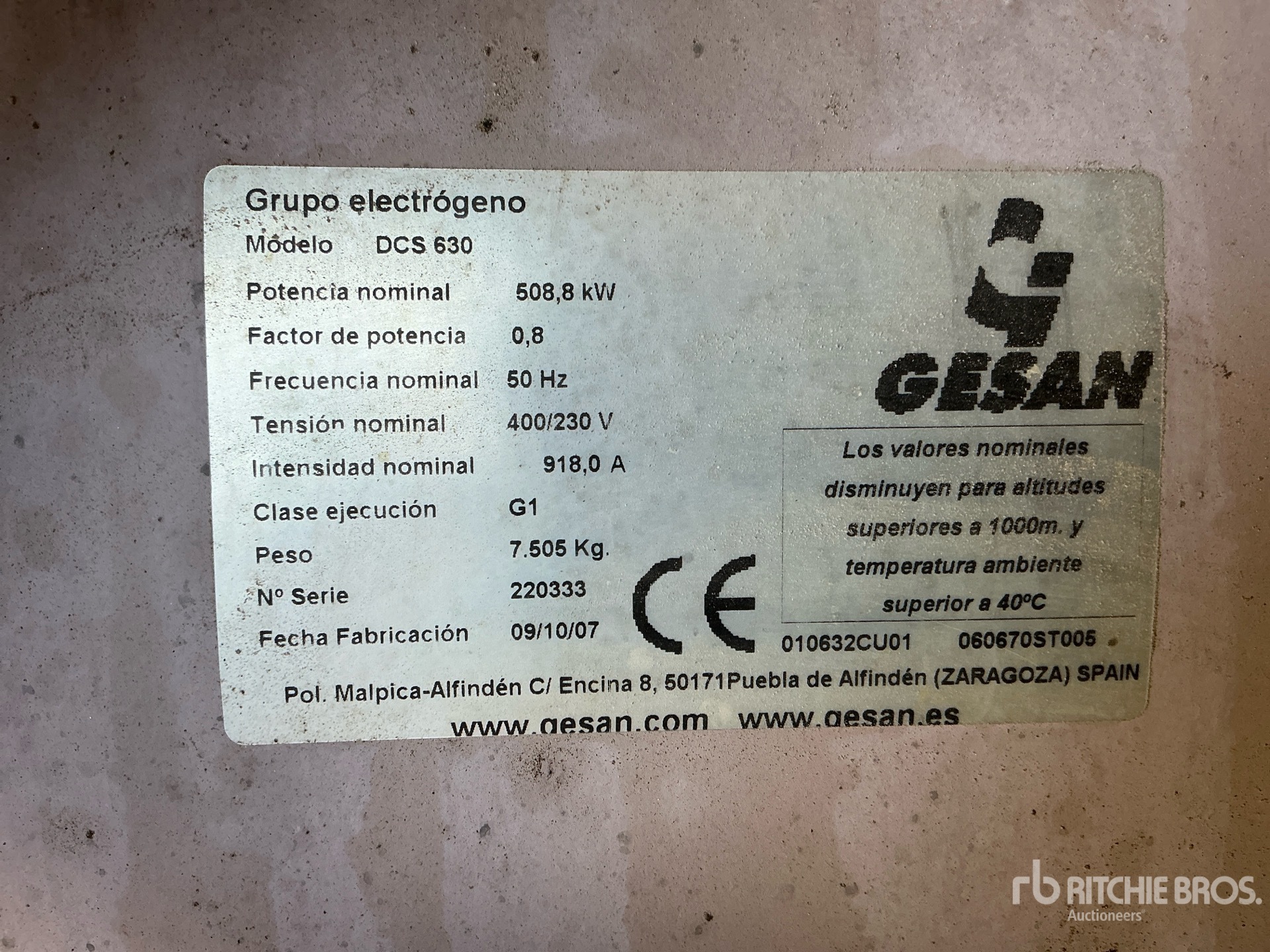 General Appearance with Serial Number / VIN