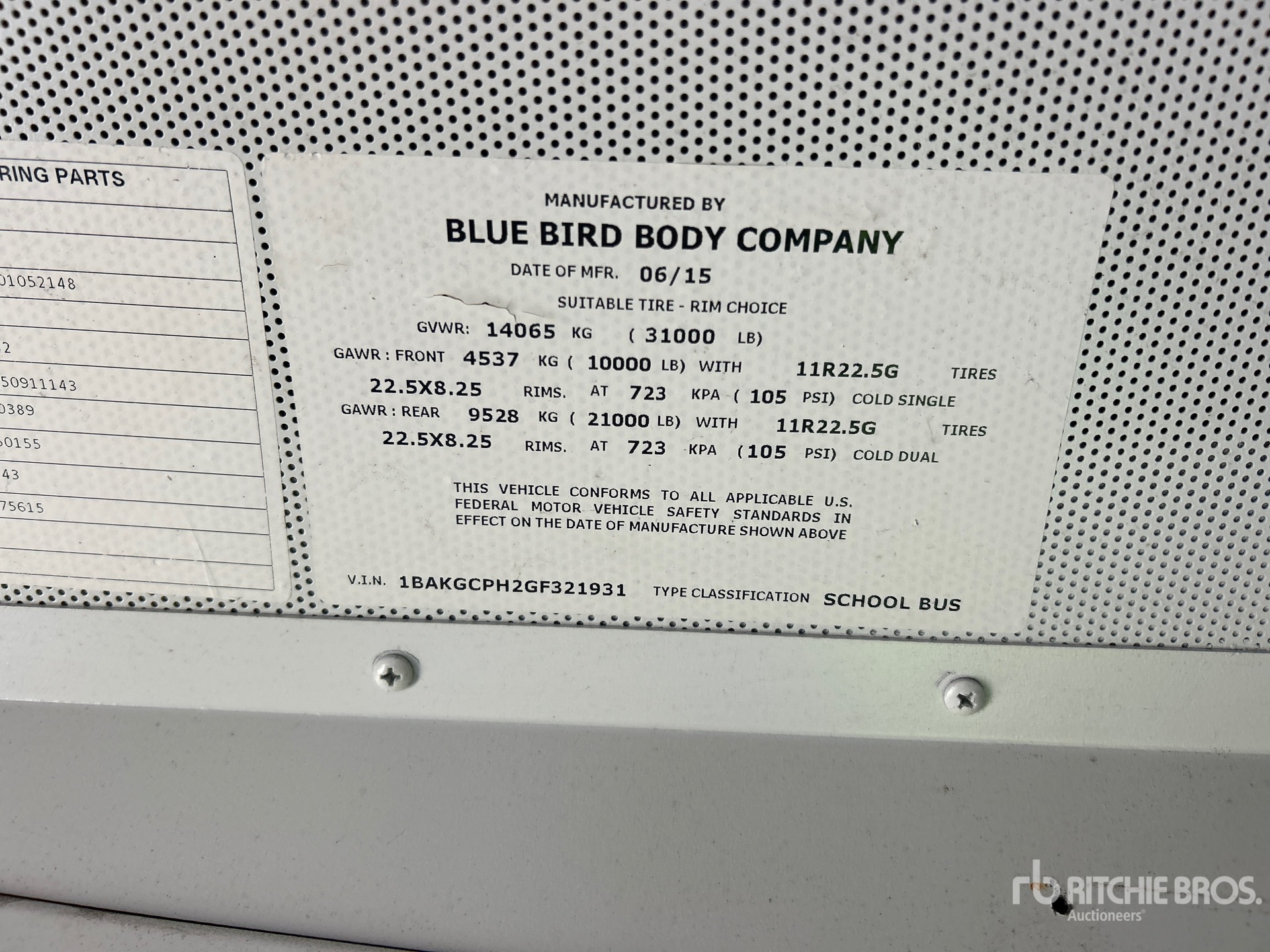 General Appearance with Serial Number / VIN