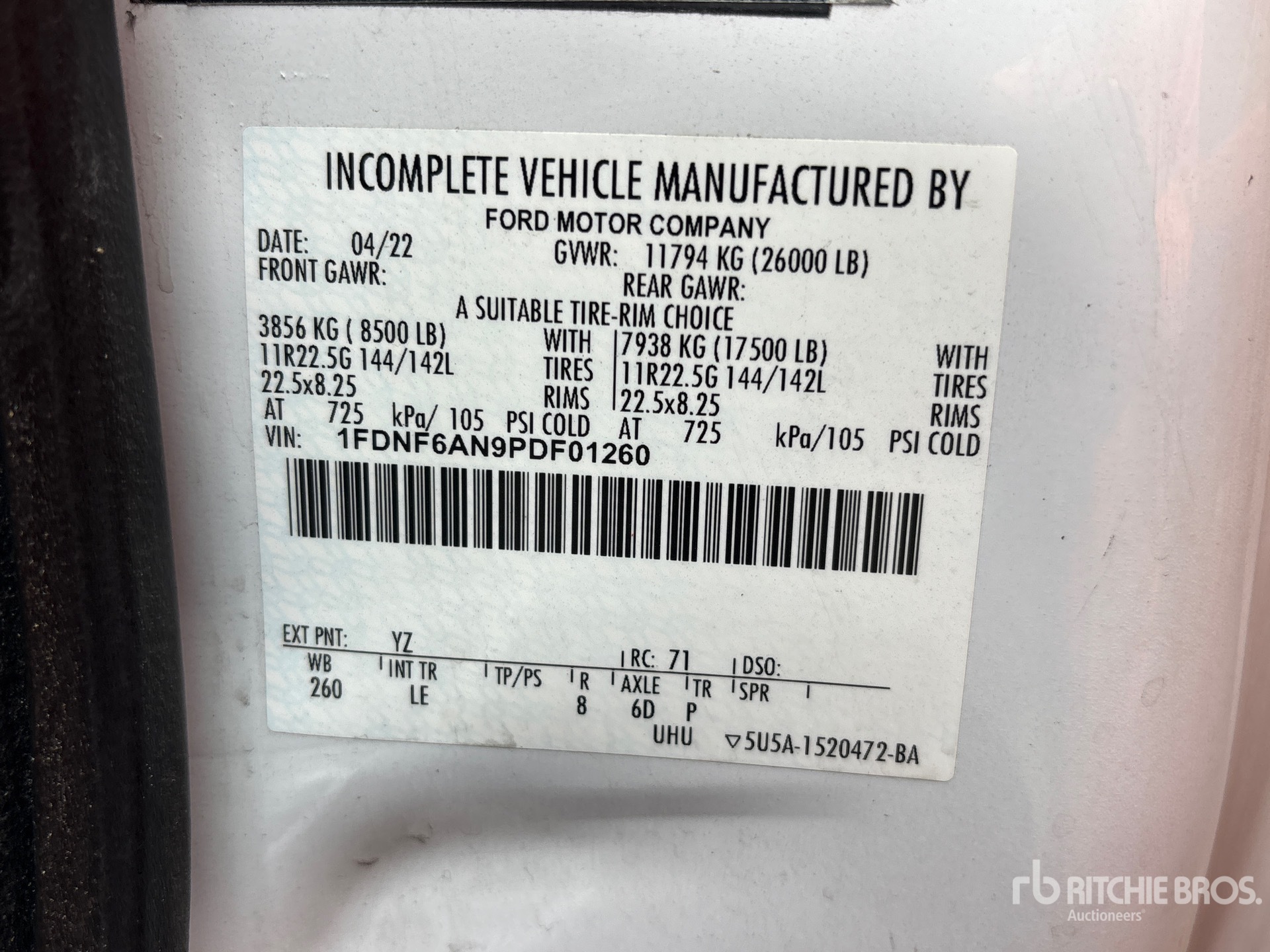 General Appearance with Serial Number / VIN