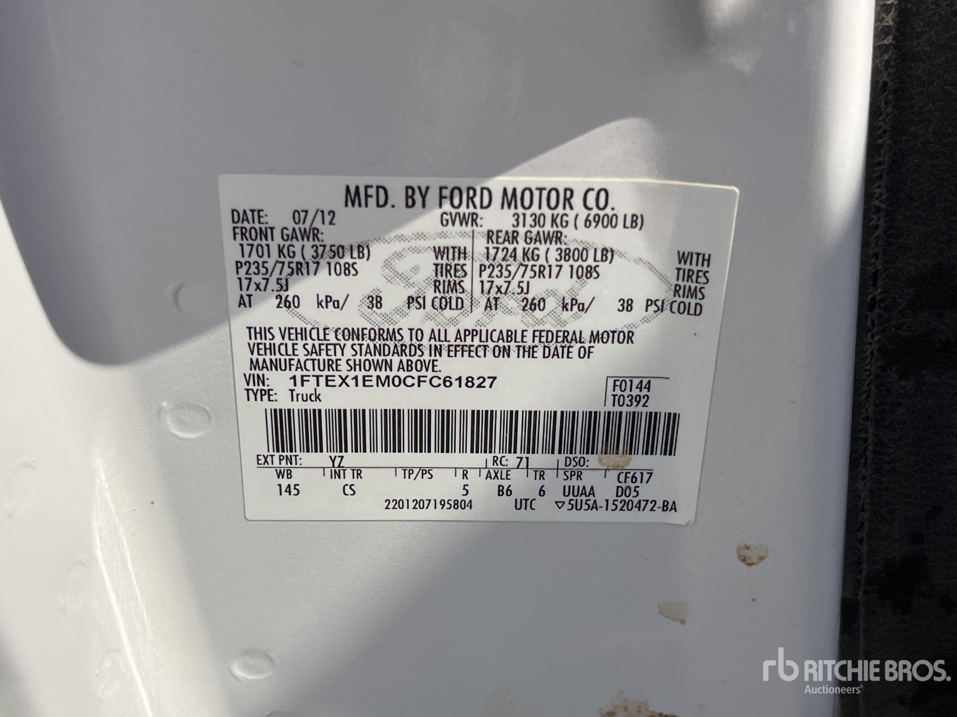 General Appearance with Serial Number / VIN