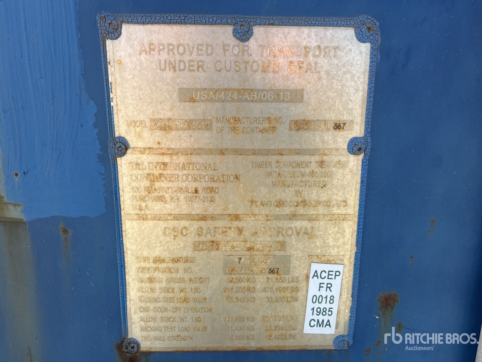 General Appearance with Serial Number / VIN